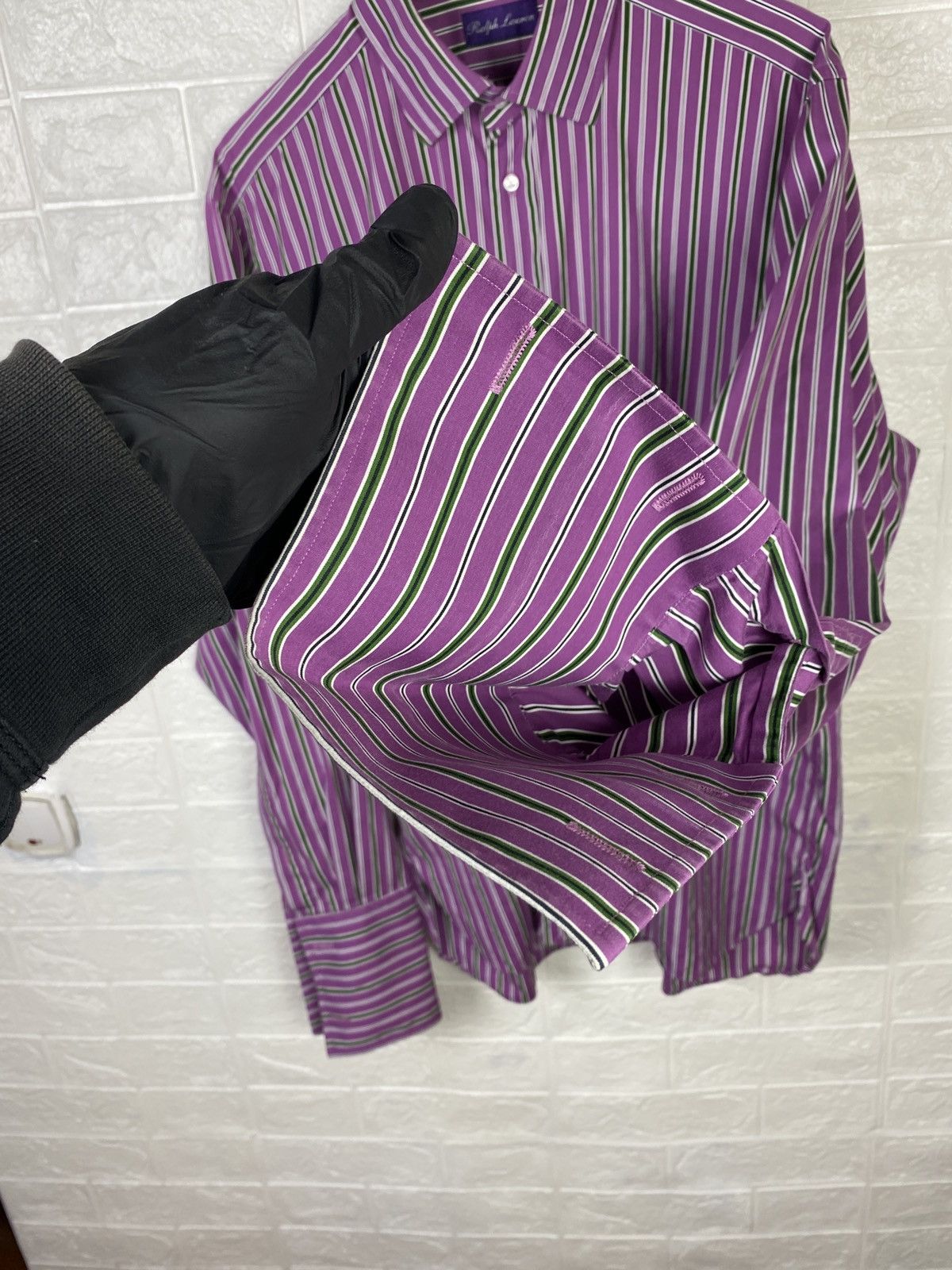 Polo Ralph Lauren × Ralph Lauren Purple Label Ralph Lauren Purple Label Dress Shirt Purple Striped French Size US XL / EU 56 / 4 - 9 Thumbnail