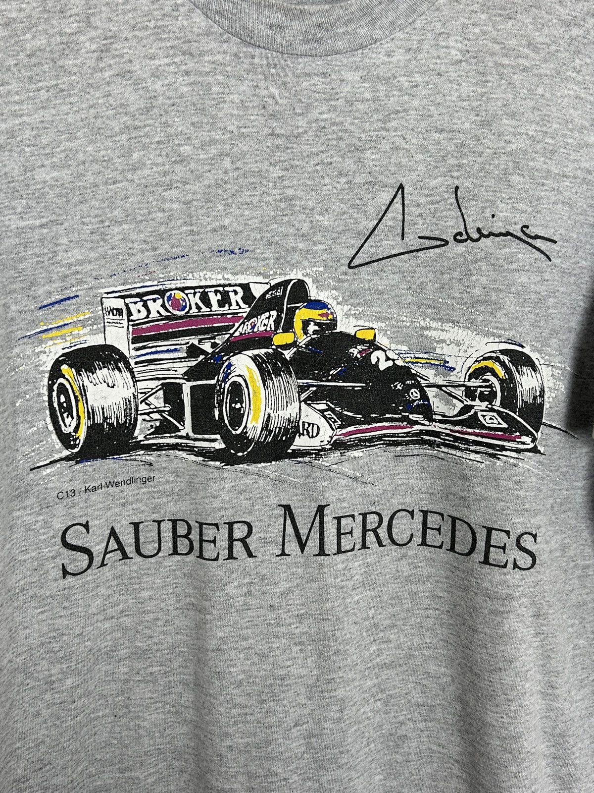 Formula 1 Vintage Sauber Mercedes Karl Wendlinger Single Stitch Tee Size US L / EU 52-54 / 3 - 2 Thumbnail