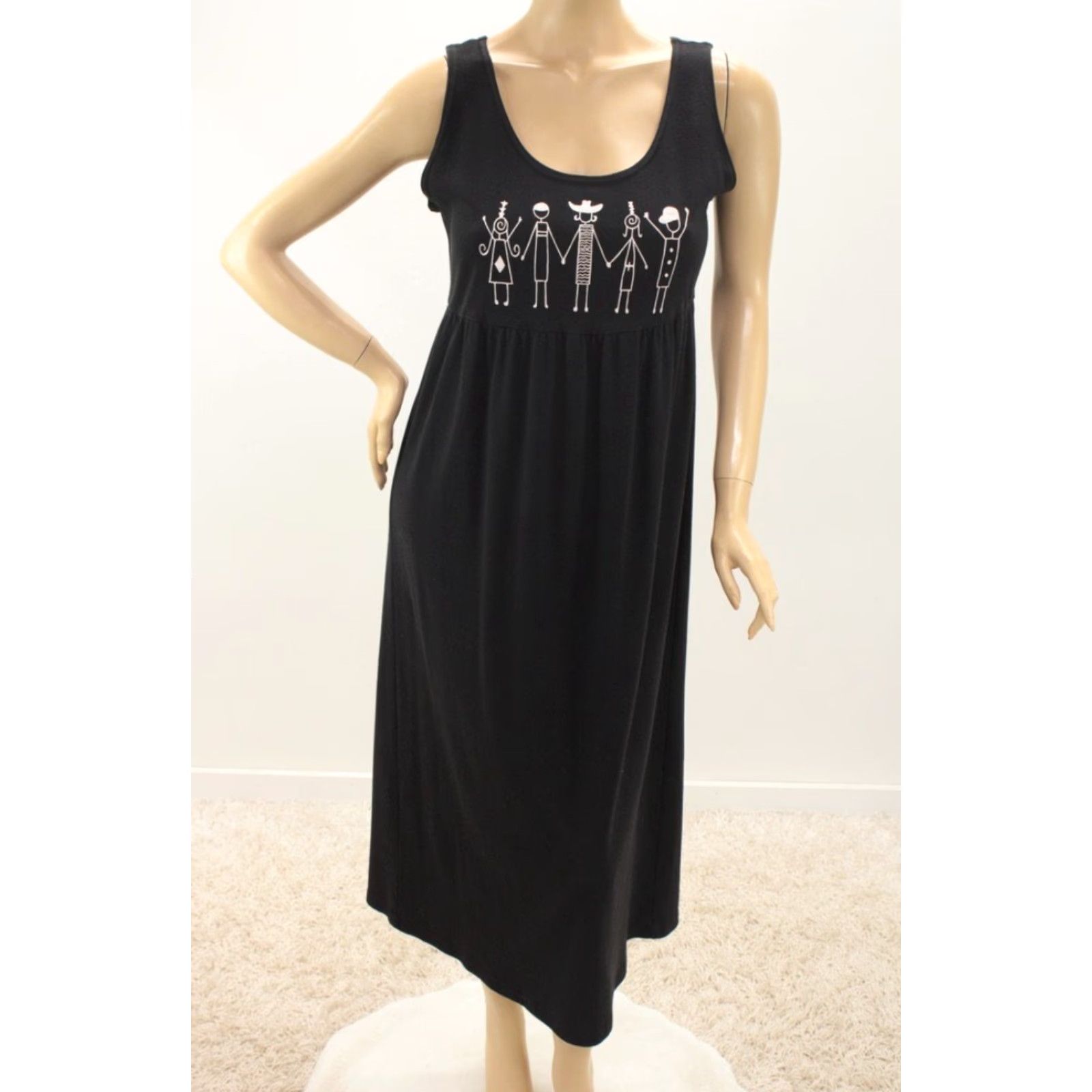Vintage California Concepts Maxi Dress Bolero Cardigan Set Women's 12 Black Art Graphic Vintage Dress Maxi Set Women Size XL / US 12-14 / IT 48-50 - 7 Thumbnail