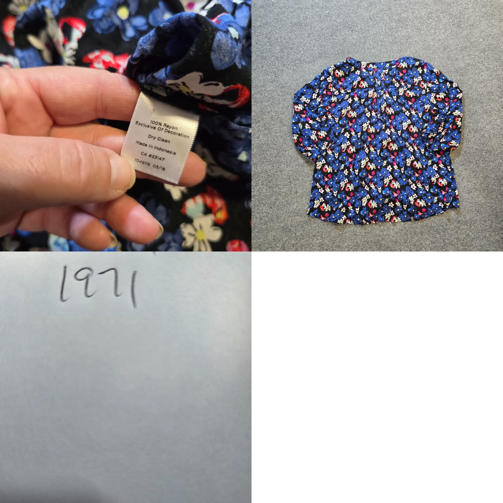 Talbots Talbots Blouse Womens 2X Blue Floral Popover Lightweight 3/4 Sleeve Casual Career Dressy All Seasons Womens Size XXL / US 16-18 / IT 52-54 - 8 Thumbnail