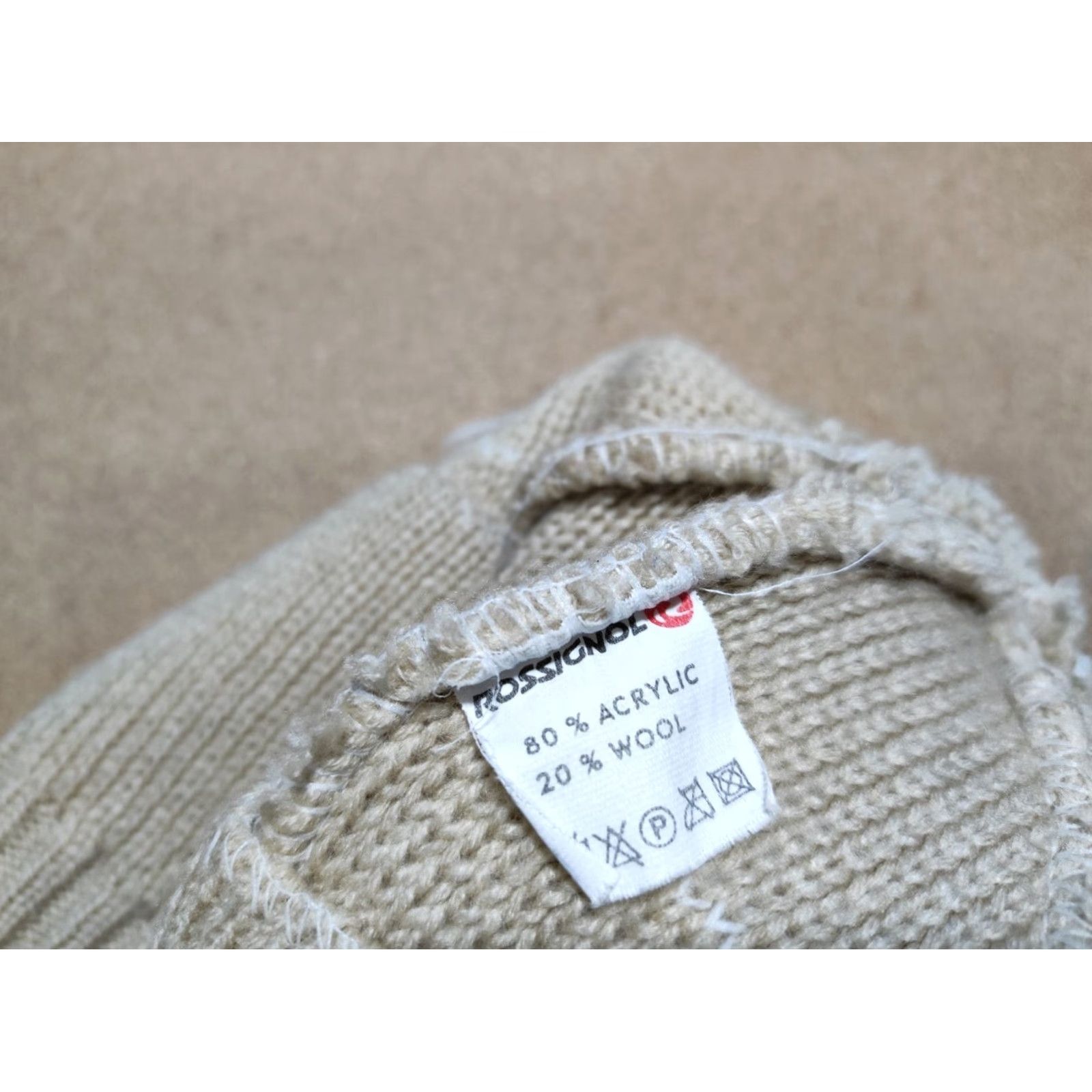 Rossignol ROSSIGNOL Beanie Hat Size S Knit Beige Beanie Outdoor Thermal Winter Vintage Womens/Mens Size ONE SIZE - 4 Thumbnail