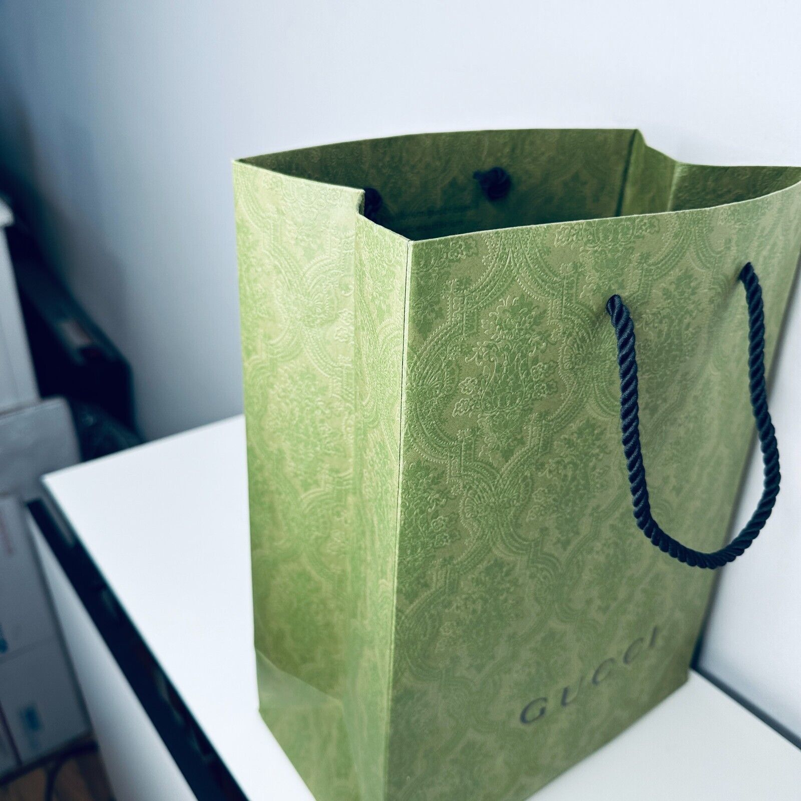 Gucci Gucci Embossed Green Black Gucci Logo Gift Bag Rope Handle Size ONE SIZE - 10 Thumbnail