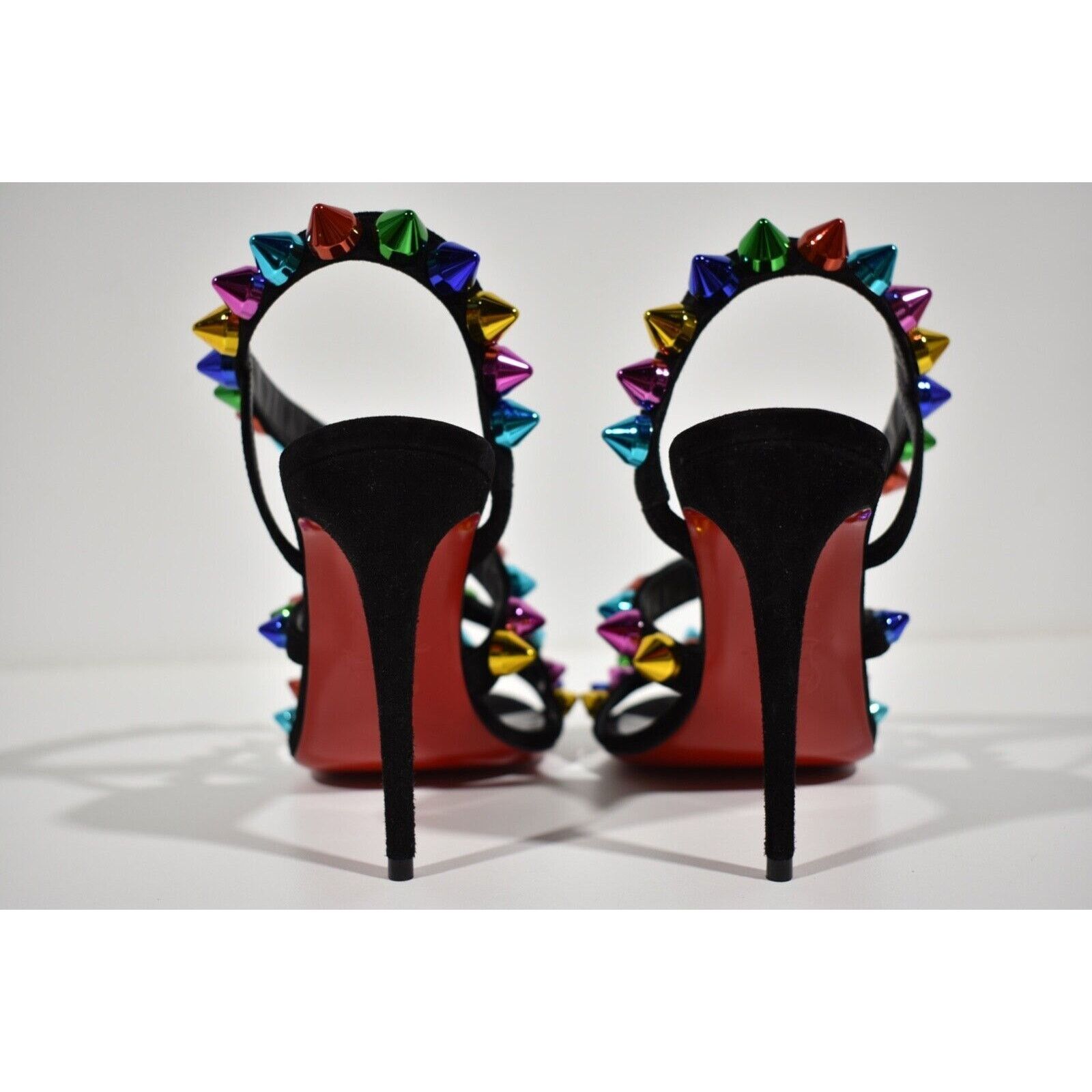 Christian Louboutin Spikita Strap 100 Black Suede Strappy Sandal Heel Pump 39 Size US 9 / IT 39 - 9 Thumbnail