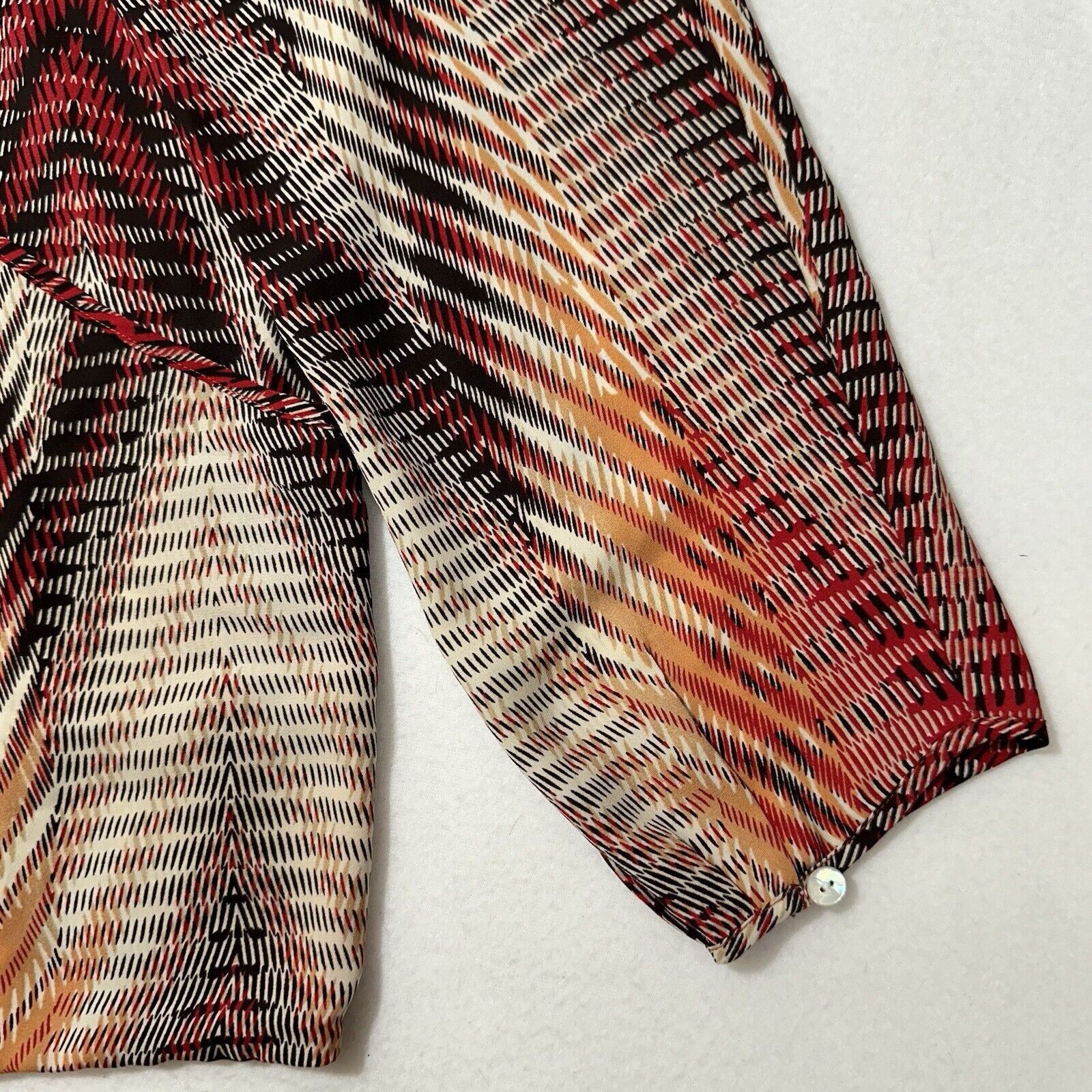 Chicos Chico’s 2 Large Long Sleeve Blouse Red Patterned Top Size L / US 10 / IT 46 - 5 Thumbnail