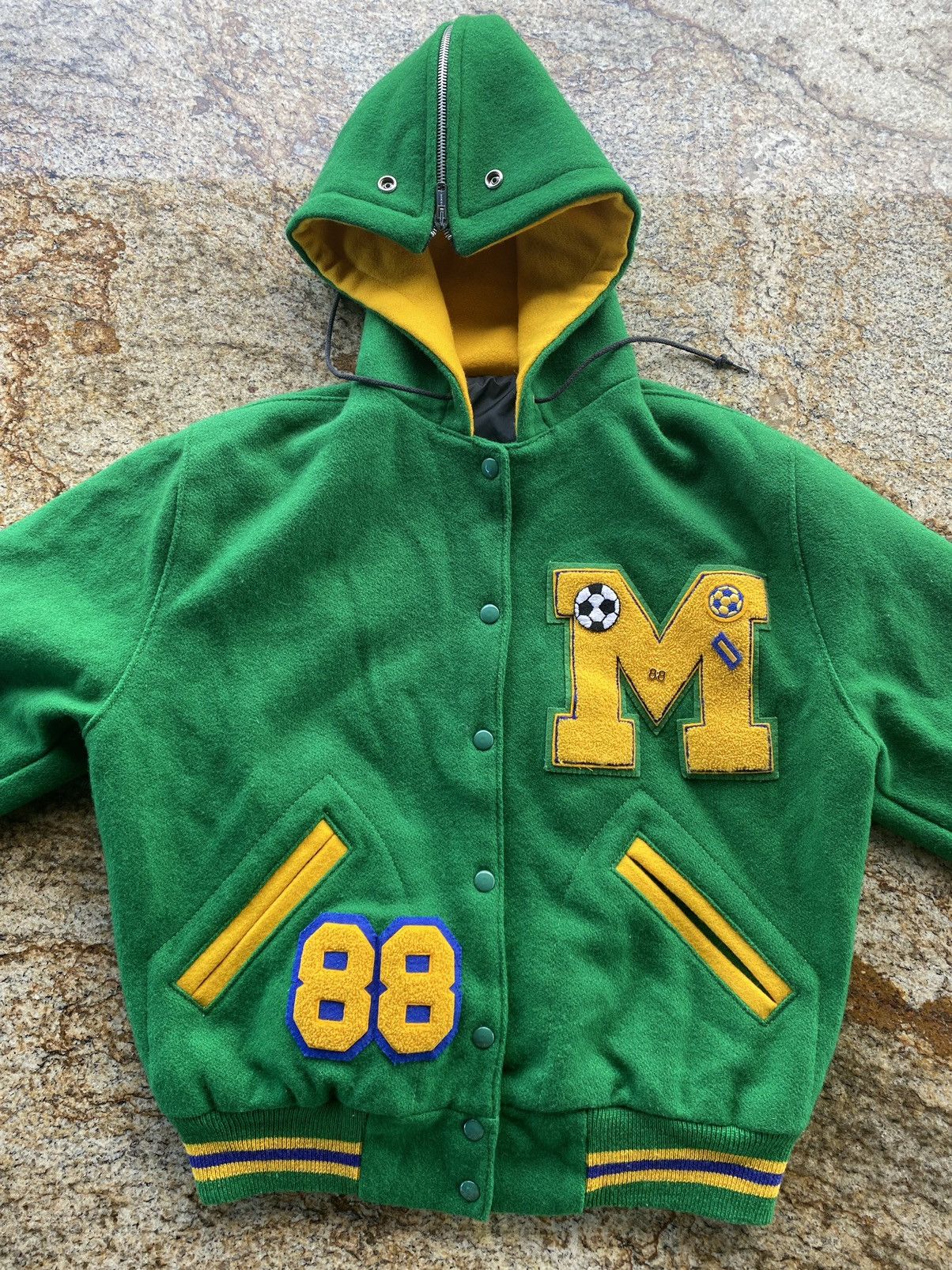 image of 1988 Vintage School Varsity Jacket in Green, Men's (Size Small)