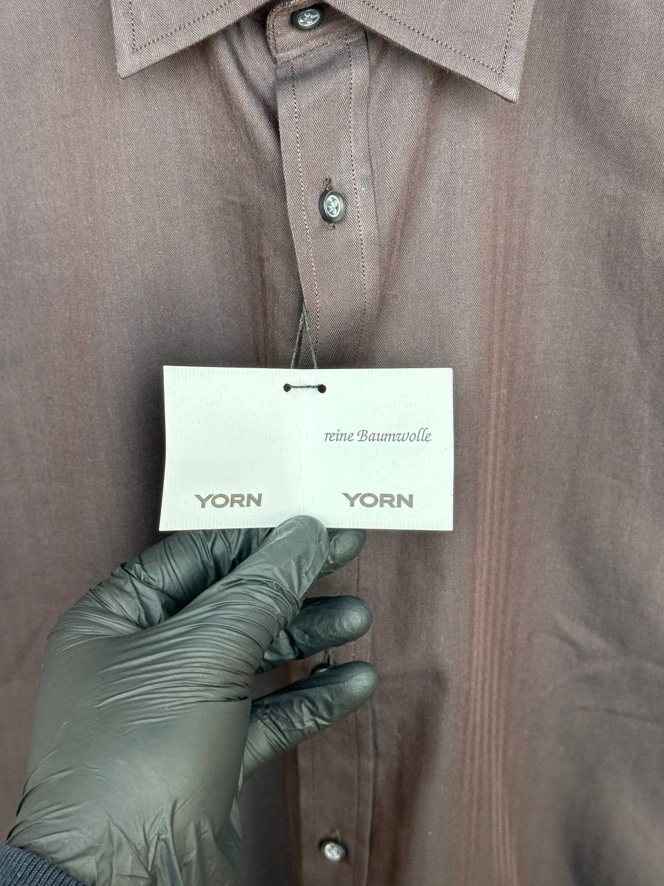 Other NWT Yorn Striped Button Up Shirt Brown LS Poplin Soft Cotton Size US L / EU 52-54 / 3 - 11 Thumbnail