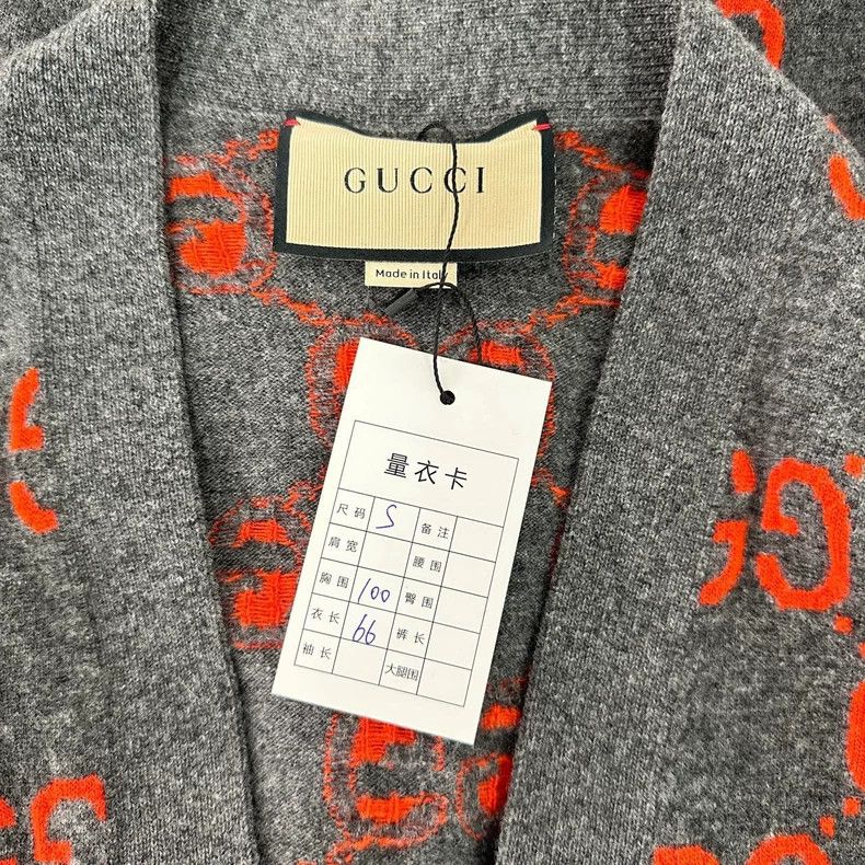Gucci GucciGray orange double G full-print wool cardigan knitwear Size US S / EU 44-46 / 1 - 4 Thumbnail