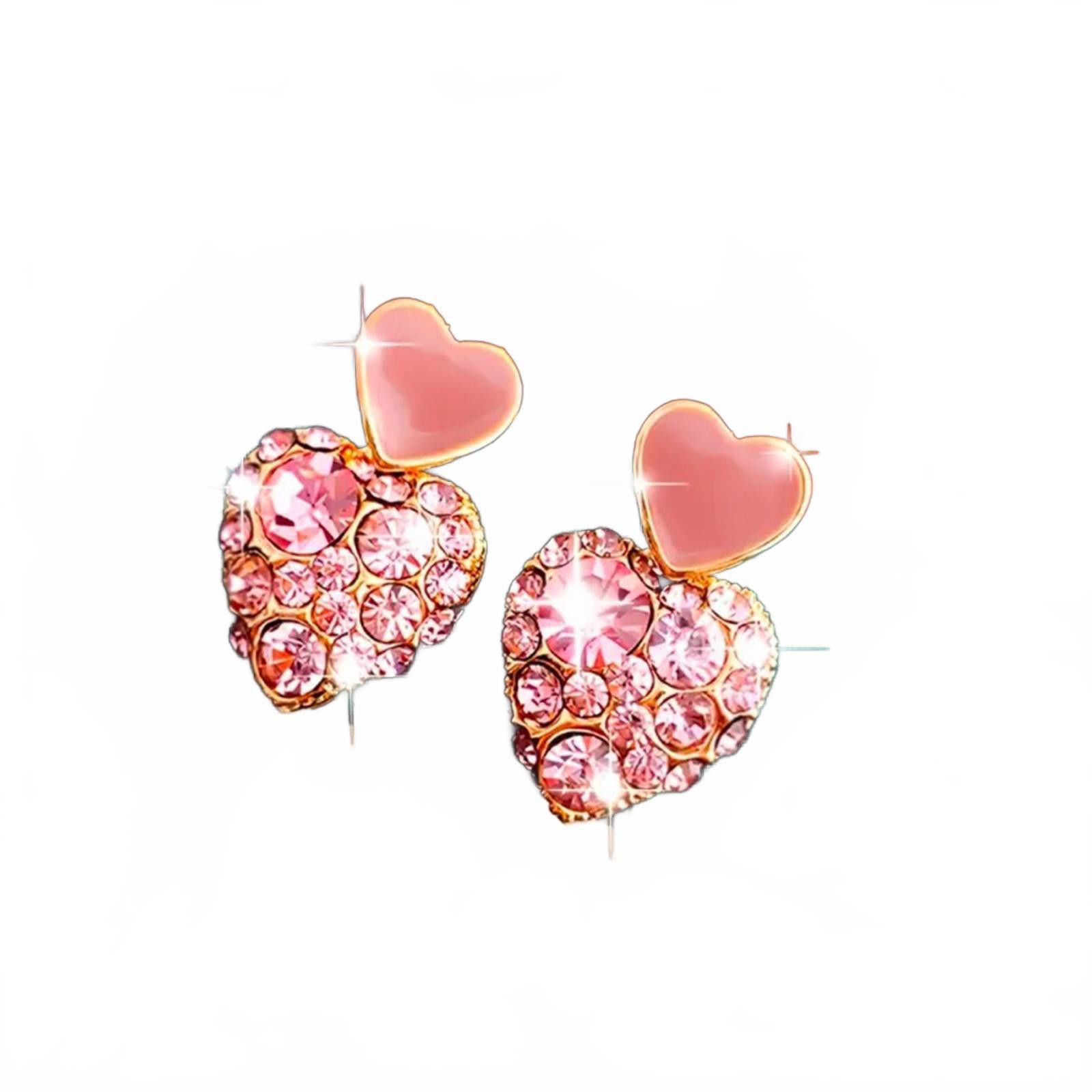 Designer Pink Heart Rhinestone Earrings NWT Size ONE SIZE - 1 Thumbnail