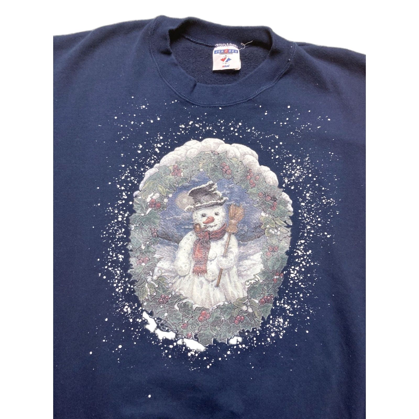 Jerzees VINTAGE Jerzees Sweatshirt Snowman Graphic Winter Navy Blue 3XL Mens Pullover Crewneck Blue Size US XXL / EU 58 / 5 - 1 Thumbnail