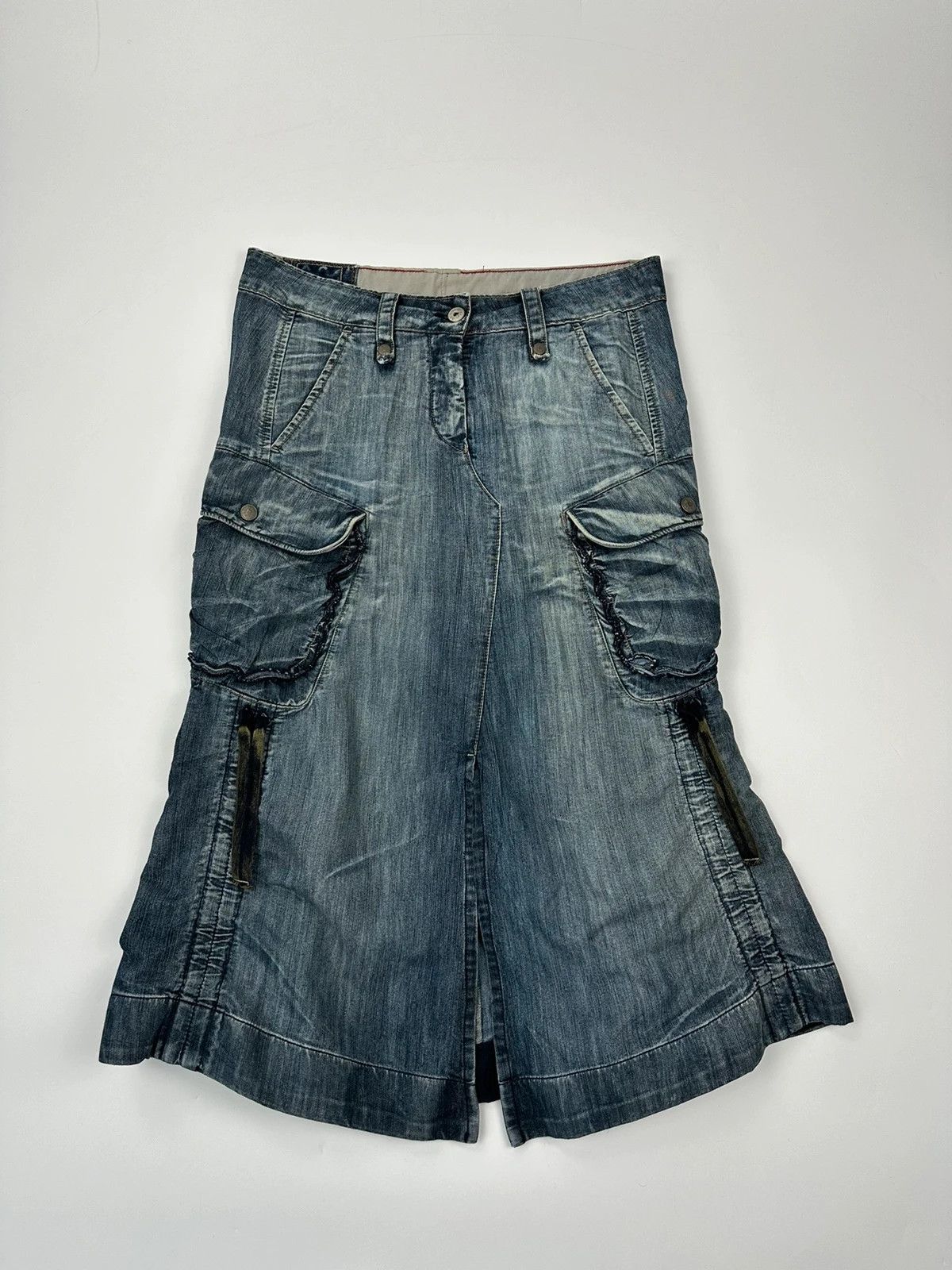 Marithe + Francois Girbaud Marithé + Francois Girbaud 00’s Bondages Straps Denim Skirt Size 30" / US 8 / IT 44 - 1 Thumbnail