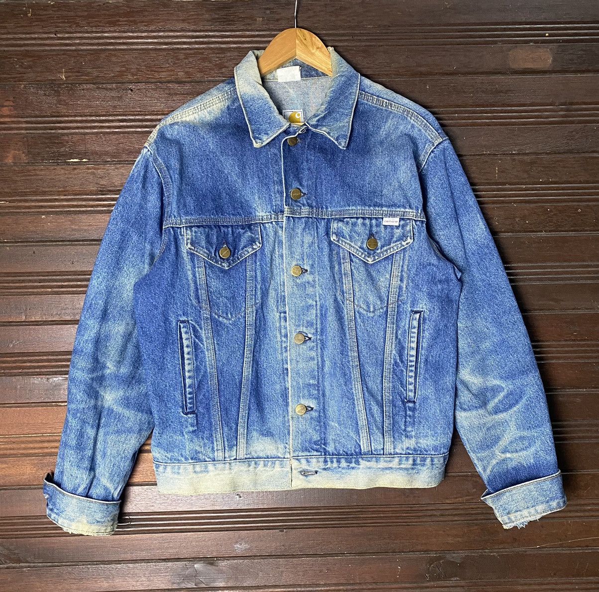 Vintage Carhartt Distressed Faded Type3 Trucker Denim Jacket