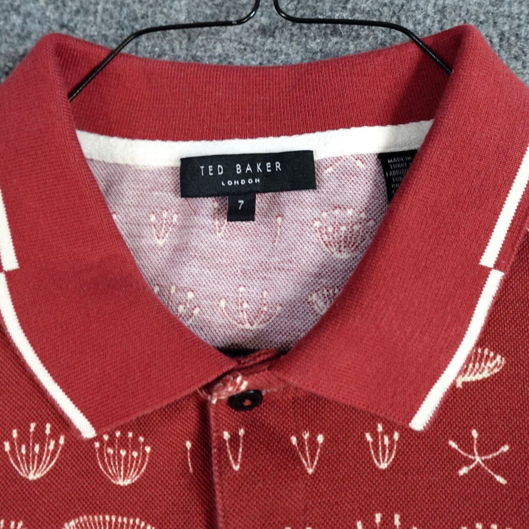 Ted Baker Ted Baker Polo Shirt 3XL Red Floral 100% Cotton Jersey Short Sleeve Collared Button Mens Polo Size US XXL / EU 58 / 5 - 2 Thumbnail