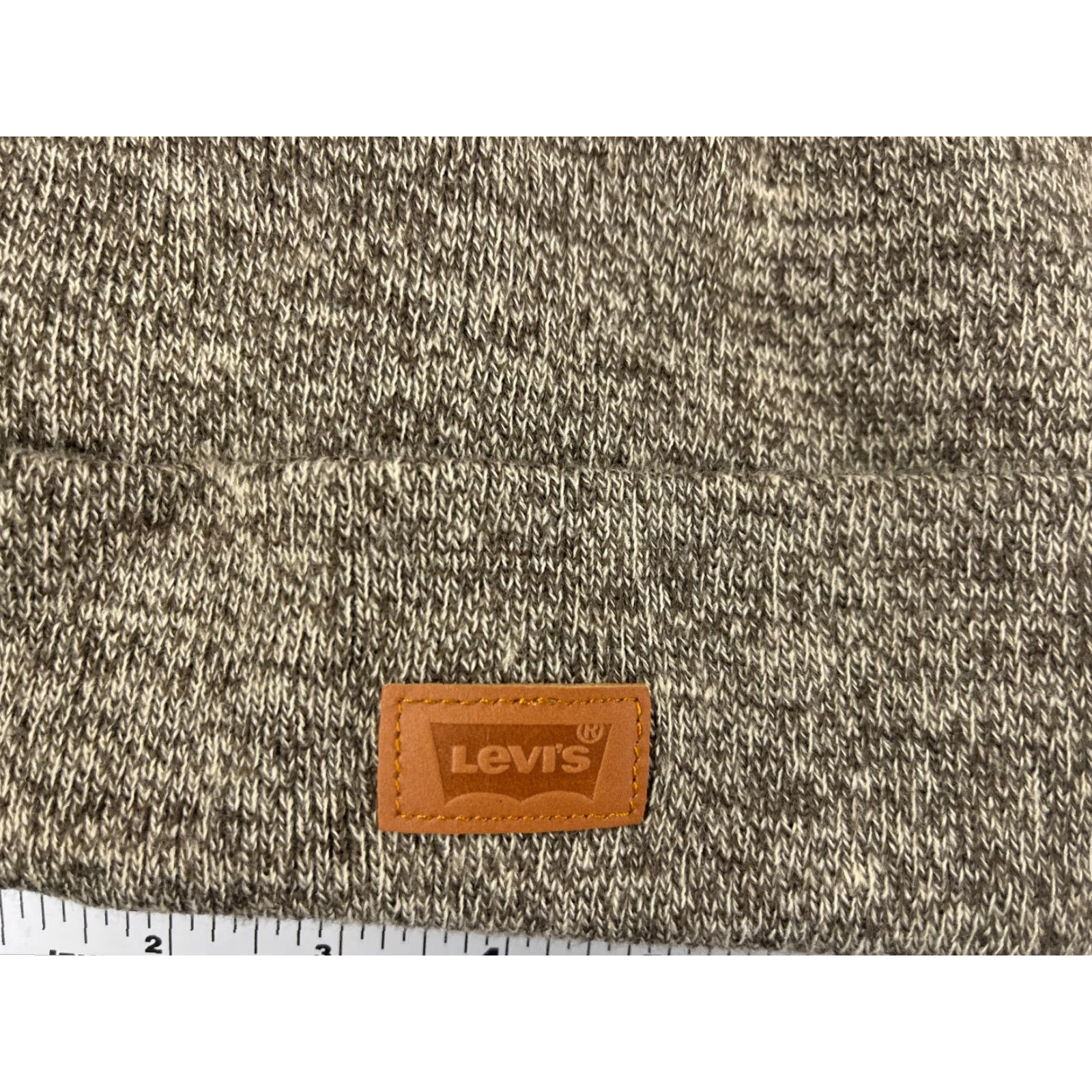 Levi's Levi's Beanie One Size Adult Beige Gray Knit 100% Acrylic Logo Outdoor Ski Hat/Beanie Mens Womens Unisex Adults Knitting Lightweight Knitwear Size ONE SIZE - 2 Thumbnail