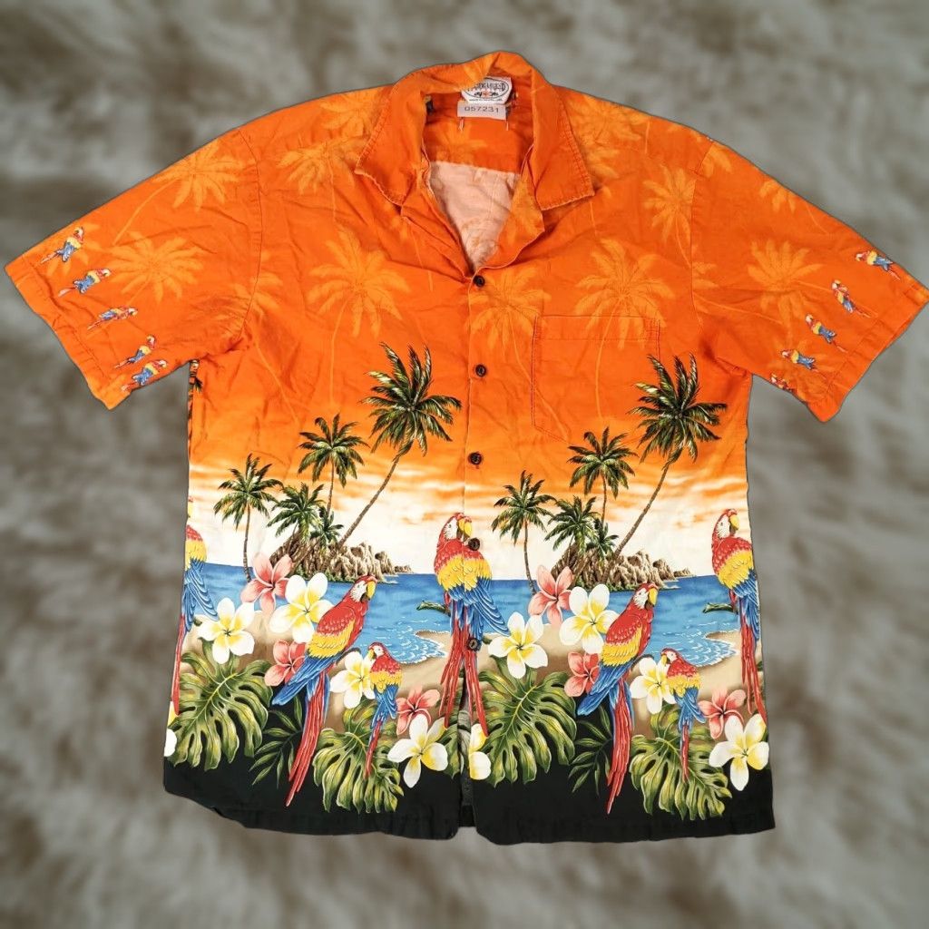 Vintage VINTAGE Pacific Legend Hawaiian Shirt Men Medium Short Sleeve Orange Casual Beach Aloha Classic Size US M / EU 48-50 / 2 - 1 Thumbnail