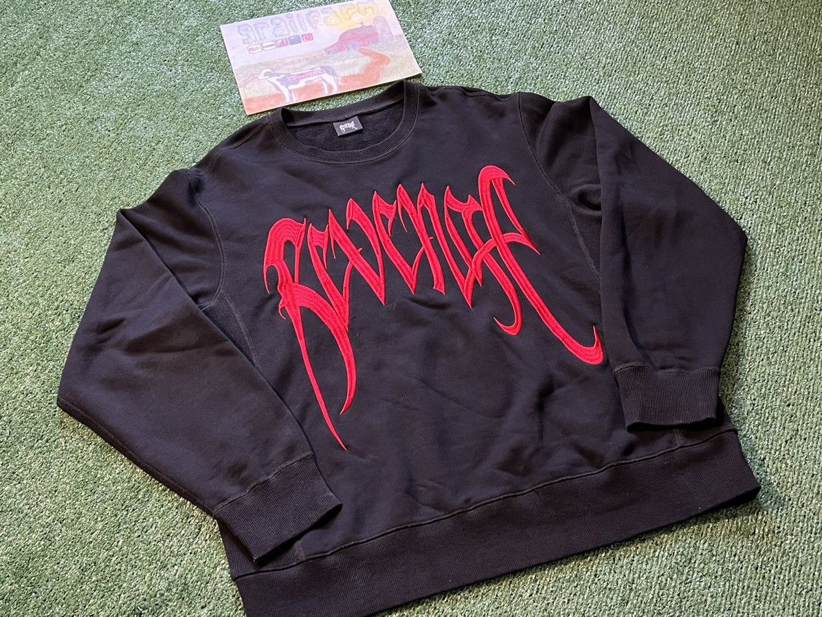 image of Revenge Embroidered Arch Logo Crewneck in Black, Men's (Size Large)