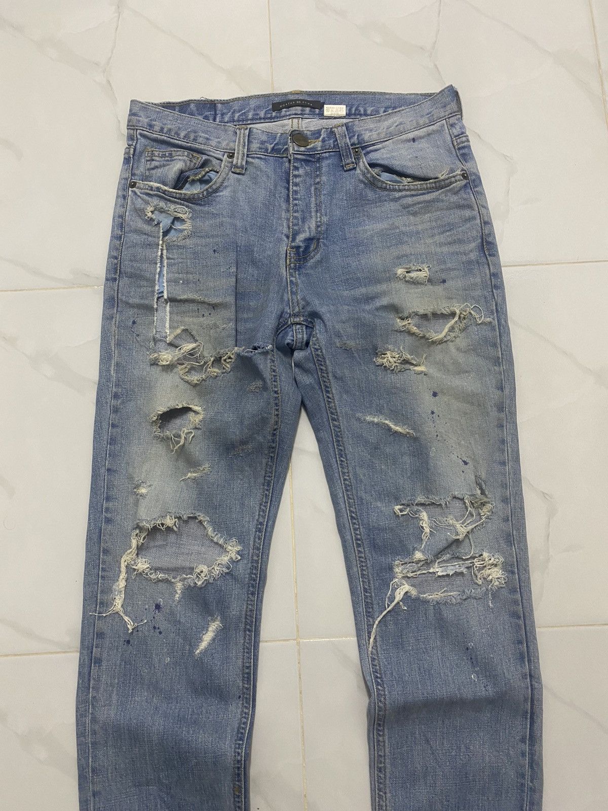 GOSTAR DE FUGA Gostar De Fuga Distressed Blue Denim Size US 29 - 4 Thumbnail