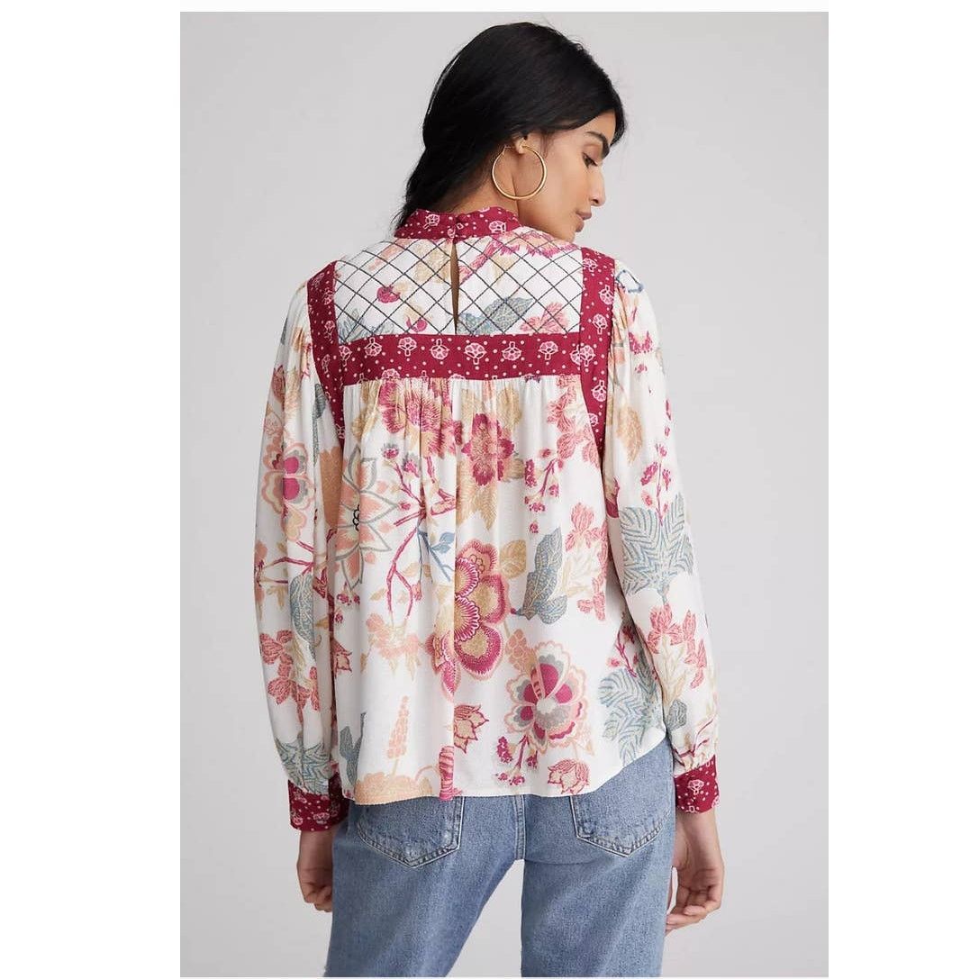 Anthropologie New Anthropologie Let Me Be Quilted Floral Blouse $130 SMALL Size S / US 4 / IT 40 - 4 Thumbnail