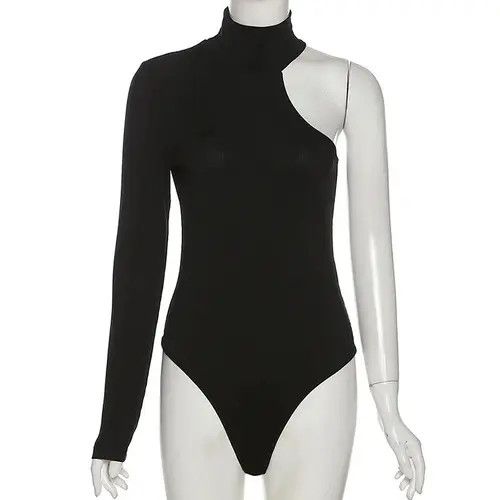 Japanese Brand Black Bodysuit Ladies Skinny Size ONE SIZE - 4 Thumbnail