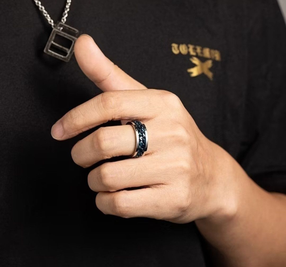 Japanese Brand Black silver streetwear spinner ring Size ONE SIZE - 2 Thumbnail