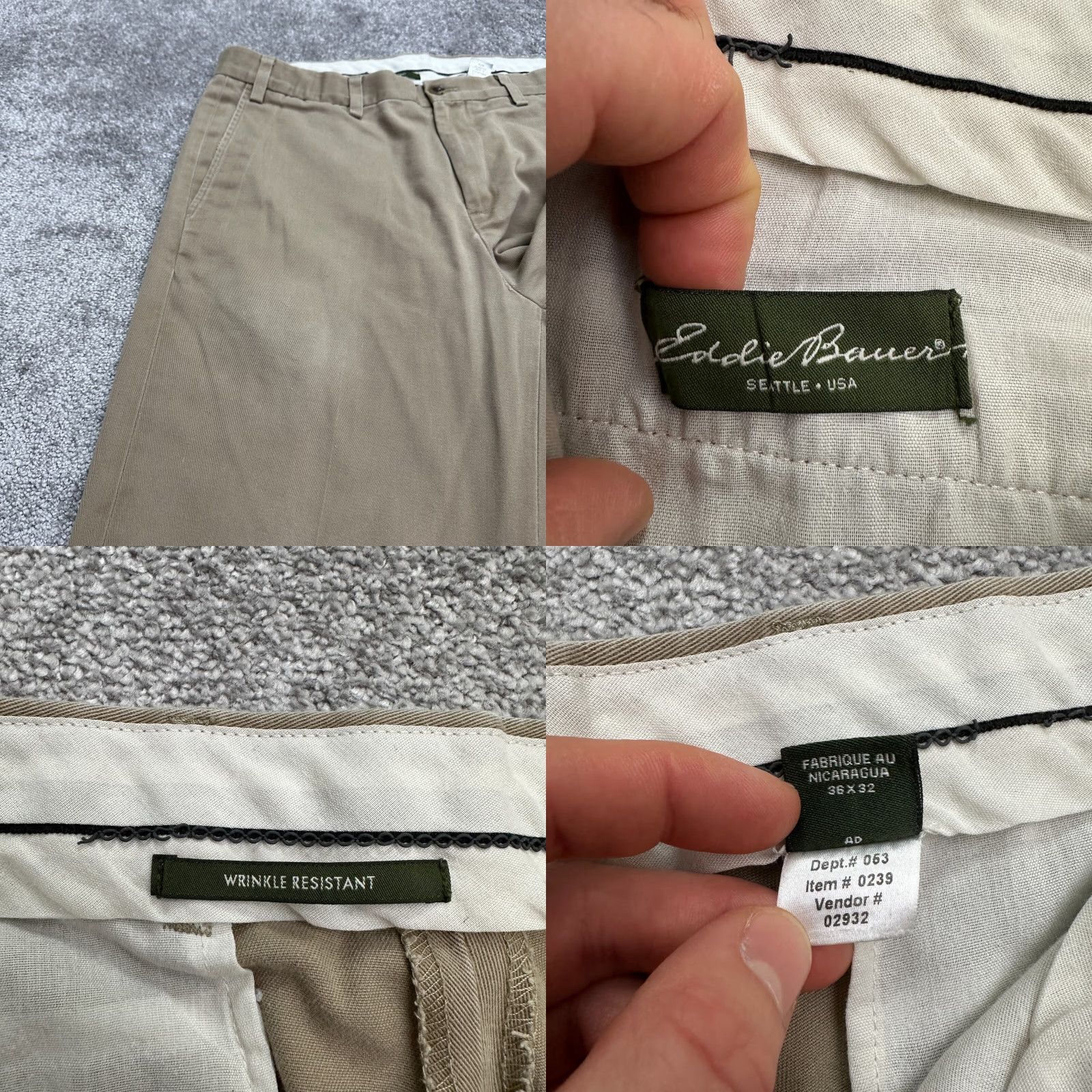 Eddie Bauer Eddie Bauer Pants Mens 36x32 Brown Khakis Wrinkle Resistant Flat Front Straight Leg Breathable Pockets Machine Washable Size US 36 / EU 52 - 8 Thumbnail