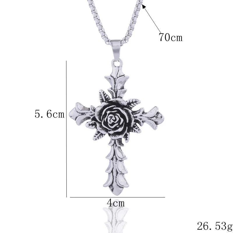 Jewelry Rose Cross Pendant Necklace Size ONE SIZE - 6 Thumbnail
