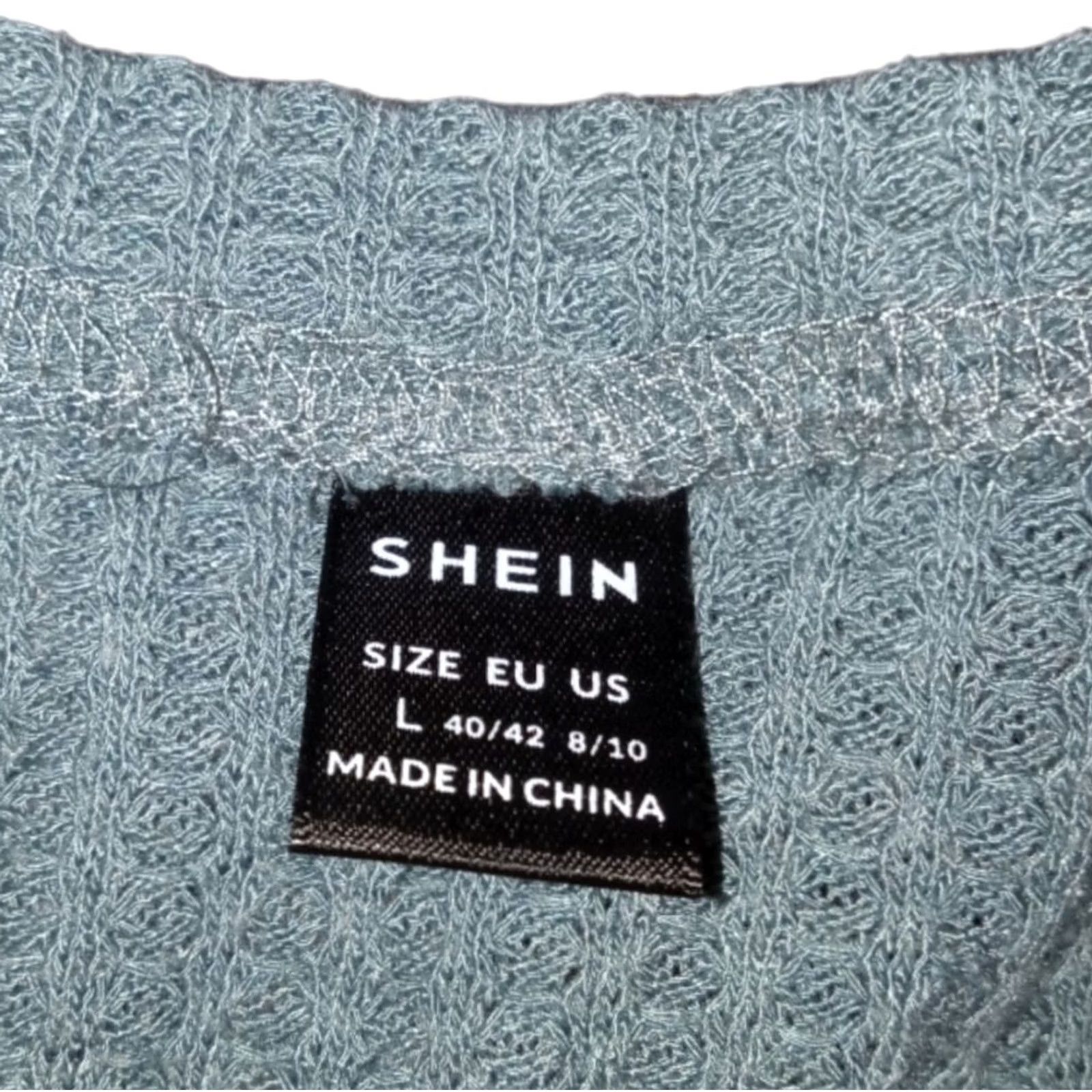 Shein SHEIN Waffle Knit Long Sleeve LARGE Blouse Women Blue Round Neck Cropped Knit Shirt L Size L / US 10 / IT 46 - 7 Thumbnail
