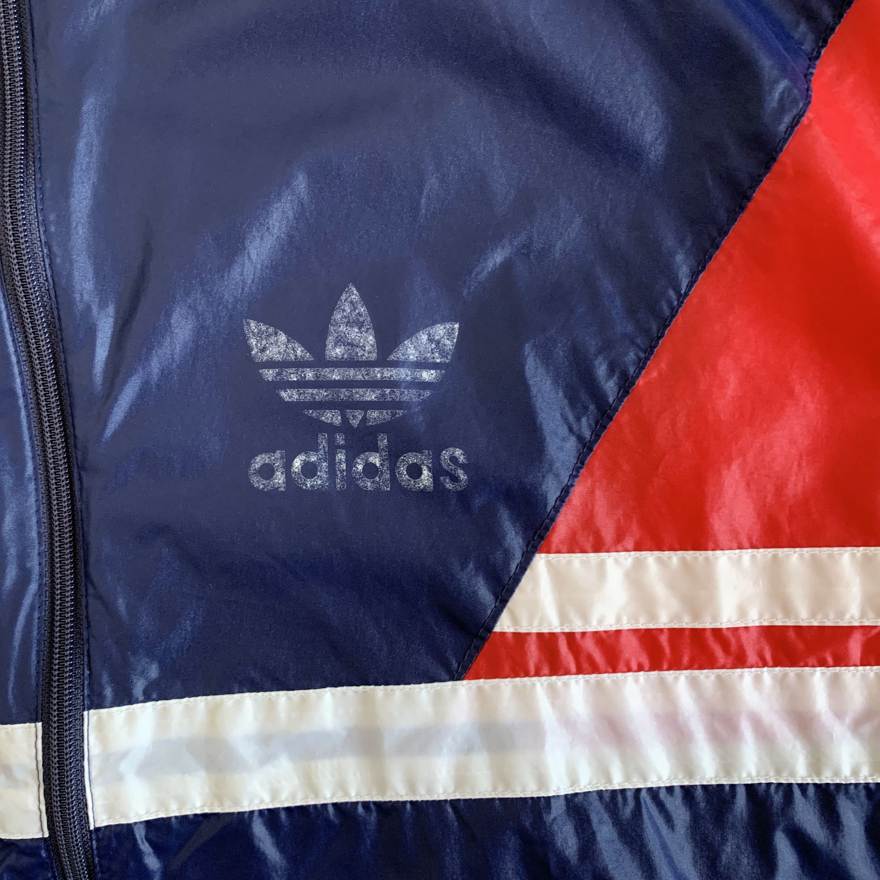 Adidas Vintage 80s 90s ADIDAS Windbreaker Jacket Hoodie Navy Large Size US L / EU 52-54 / 3 - 4 Thumbnail