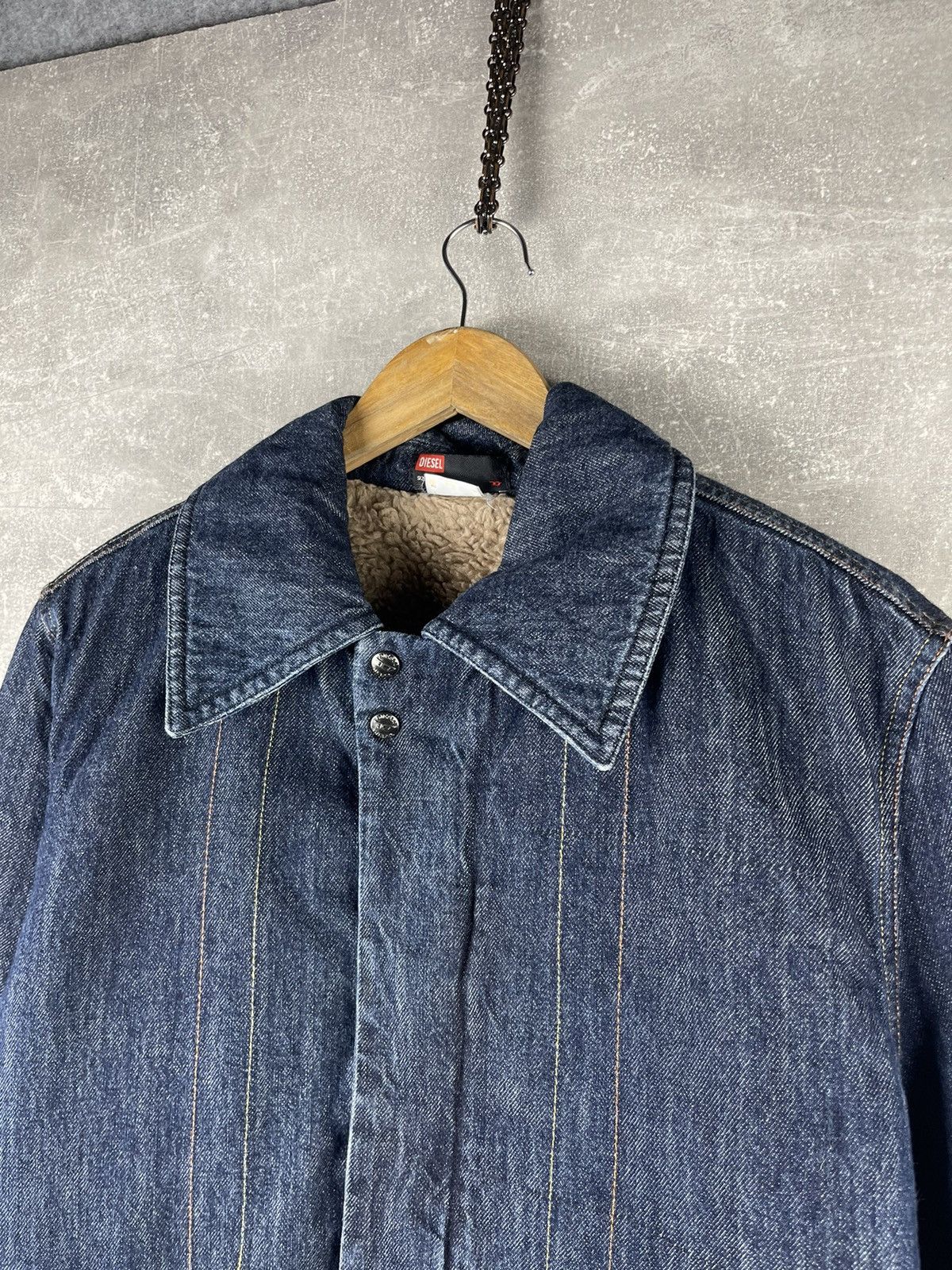 Diesel DIESEL Vintage 00s Avant Grade Sherpa Lined Heavy Denim Coat Size US S / EU 44-46 / 1 - 3 Thumbnail