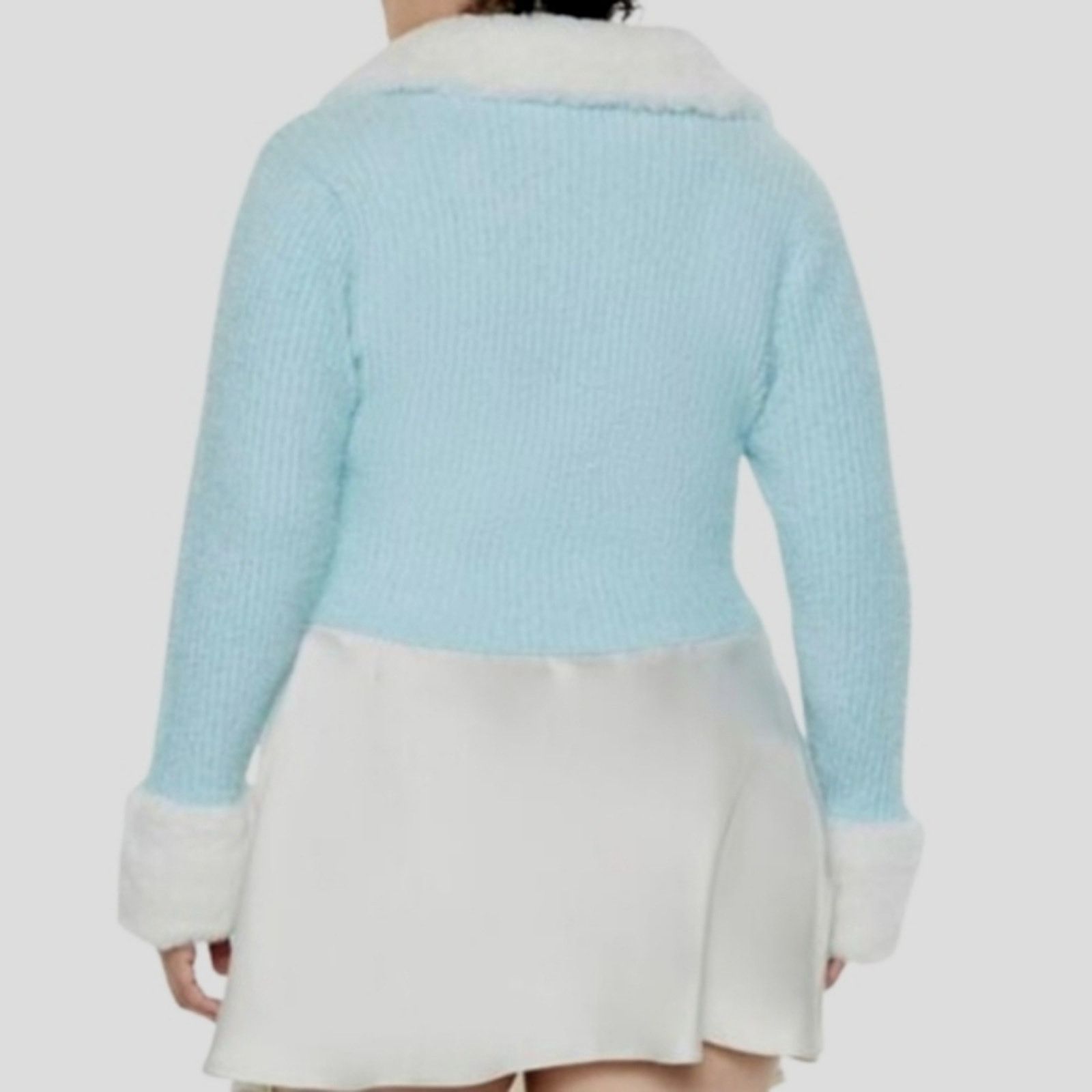 Forever 21 HELLO KITTY ☆ RIBBED KNIT CARDI w/ FUR COLLAR 2x ☆ NWT Size XXL / US 16-18 / IT 52-54 - 12 Thumbnail
