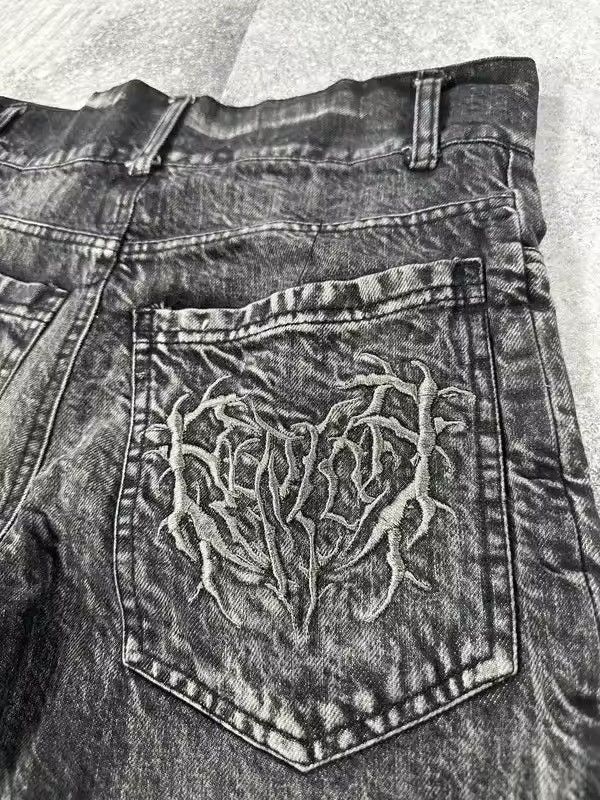 Other Washed Gothic Punk Patchwork Retro Y2k Gray Shorts Size US 33 - 4 Thumbnail