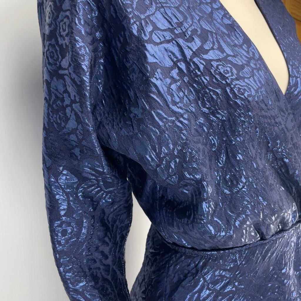 Etro ETRO 2480$ NWT Metallic Cloqué Floral Dress Royal blue IT 40 Size S / US 4 / IT 40 - 11 Thumbnail