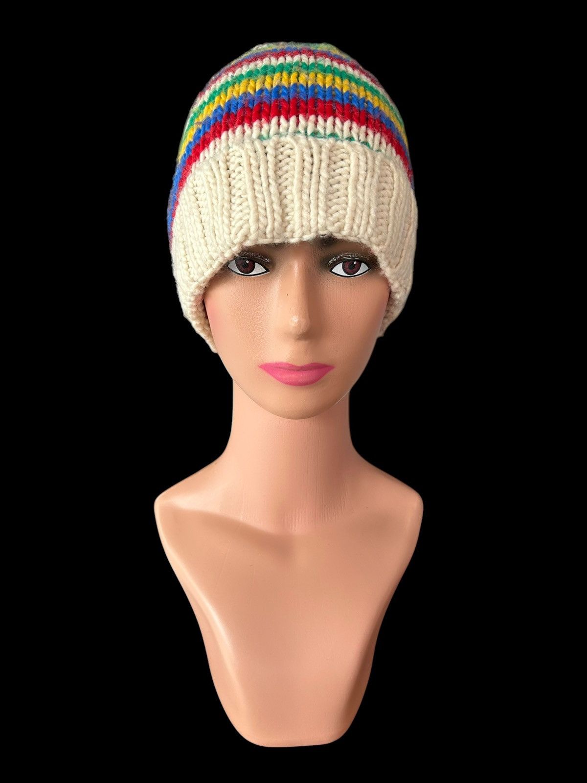 Kapital Stripe Crochet Knitted Handmade Beanie Hats Size ONE SIZE - 3 Thumbnail
