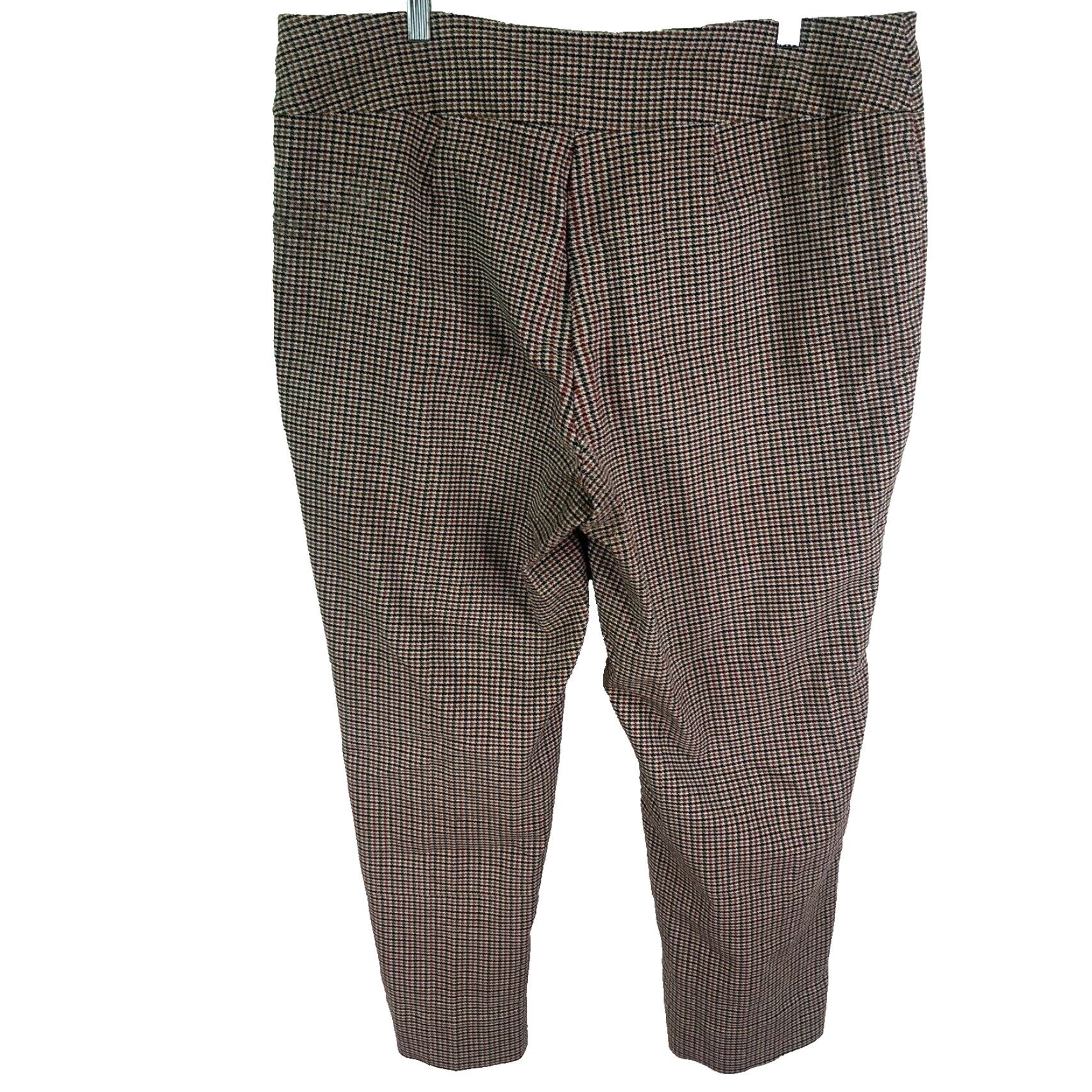 Vintage Zac & Rachel Hounds Tooth Poly Linen Blend Pants Womens 18W 40X27 Vintage High Rise Flat Front Tapered Leg Dress Pants Brown 80s Check Size 40" / US 18 - 2 Thumbnail