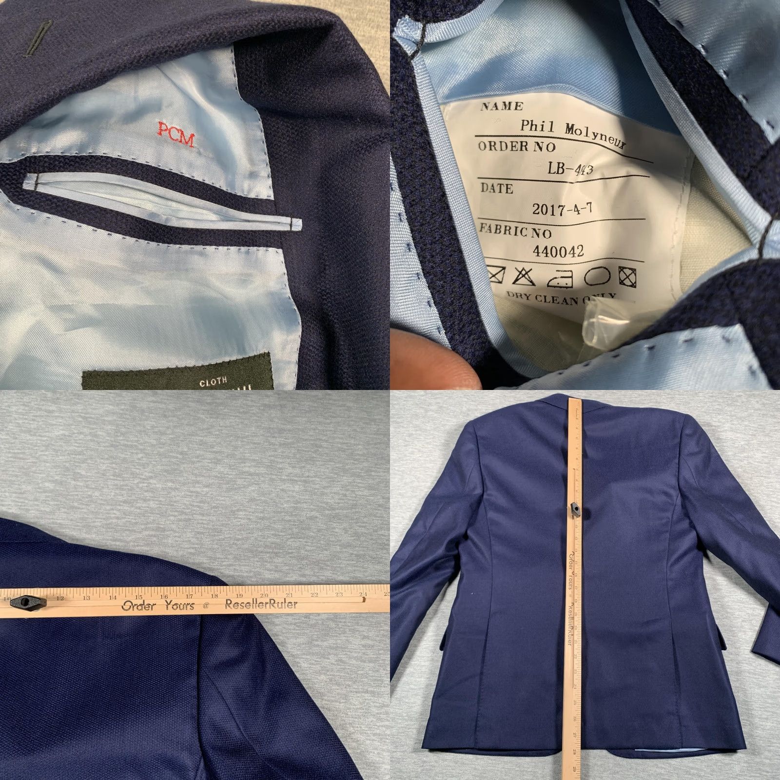 Vintage Dormeuil Amadeus Jacket Blazer Mens Medium Navy Blue Wool Two Button England Size 40R - 9 Thumbnail