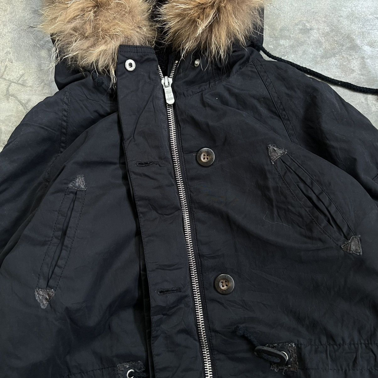 Japanese Brand 2000s Vence Exchange Raccoon Fur Hooded Military Jacket Size US M / EU 48-50 / 2 - 9 Thumbnail