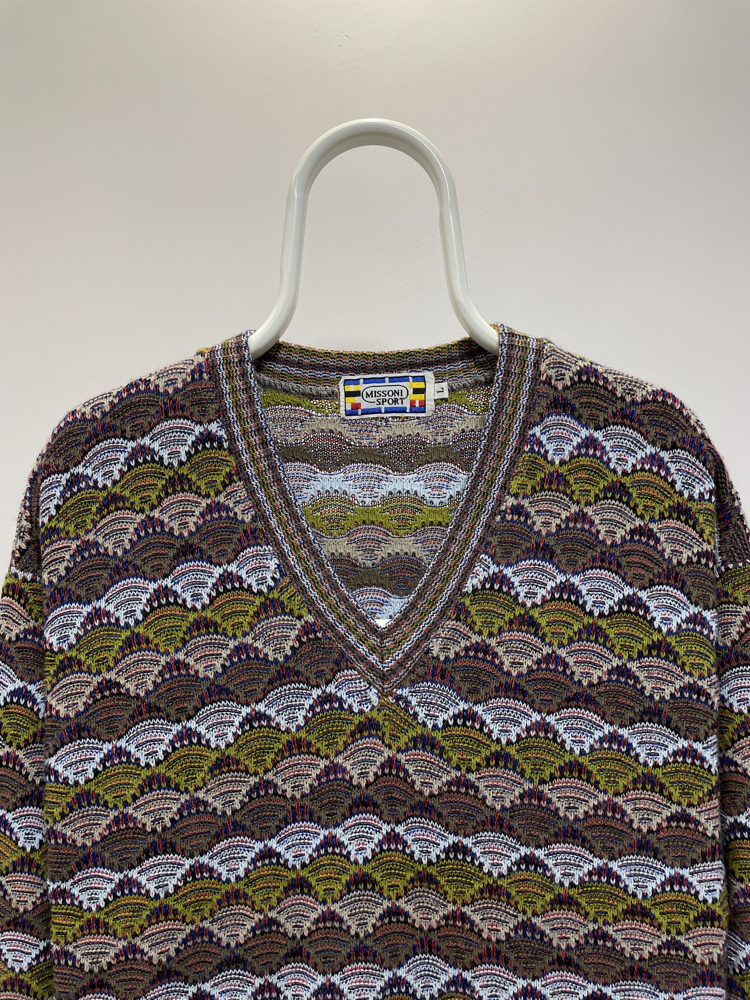 Missoni MISSONI Sport Vintage Knit Sweater V-Neck Pullover Rare Size US L / EU 52-54 / 3 - 7 Thumbnail