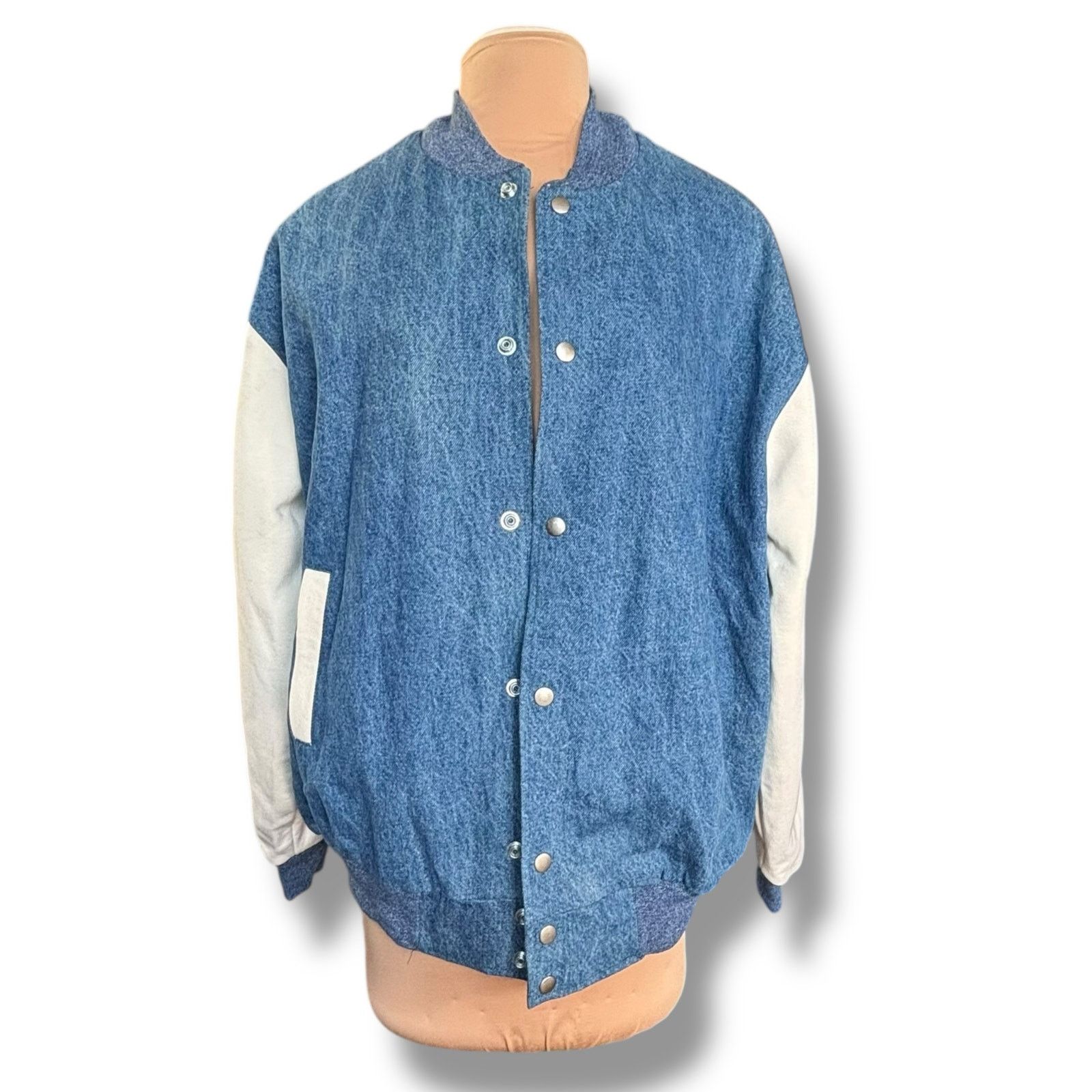 Vintage Vintage 90s Fruit of the Loom Blue Denim White Sleeve XL Size US XL / EU 56 / 4 - 9 Thumbnail