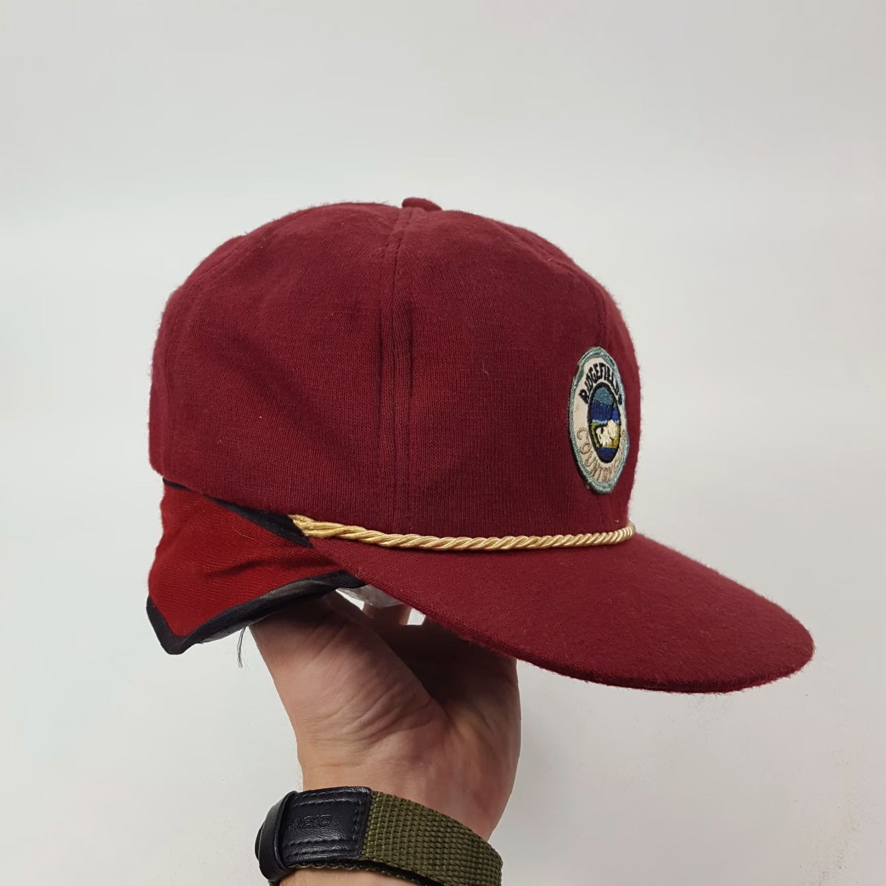Vintage VINTAGE 80s Ridgefields Golf Hat Fitted Medium Red Wool Blend Mens Size ONE SIZE - 3 Thumbnail