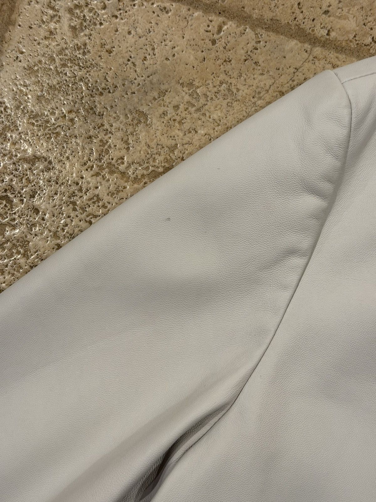 Prada Prada Nappa White / Light Grey Leather Zip Up Blouson Jacket Size US L / EU 52-54 / 3 - 8 Thumbnail