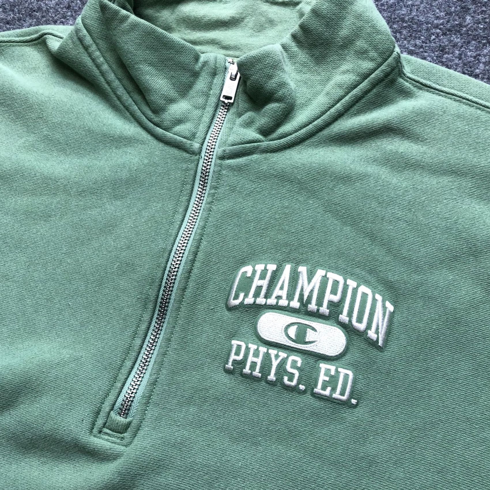 Champion VINTAGE Champion Reverse Weave Sweatshirt Mens XL Green 1/4 Zip Phys Ed Fleece Size US XL / EU 56 / 4 - 4 Thumbnail