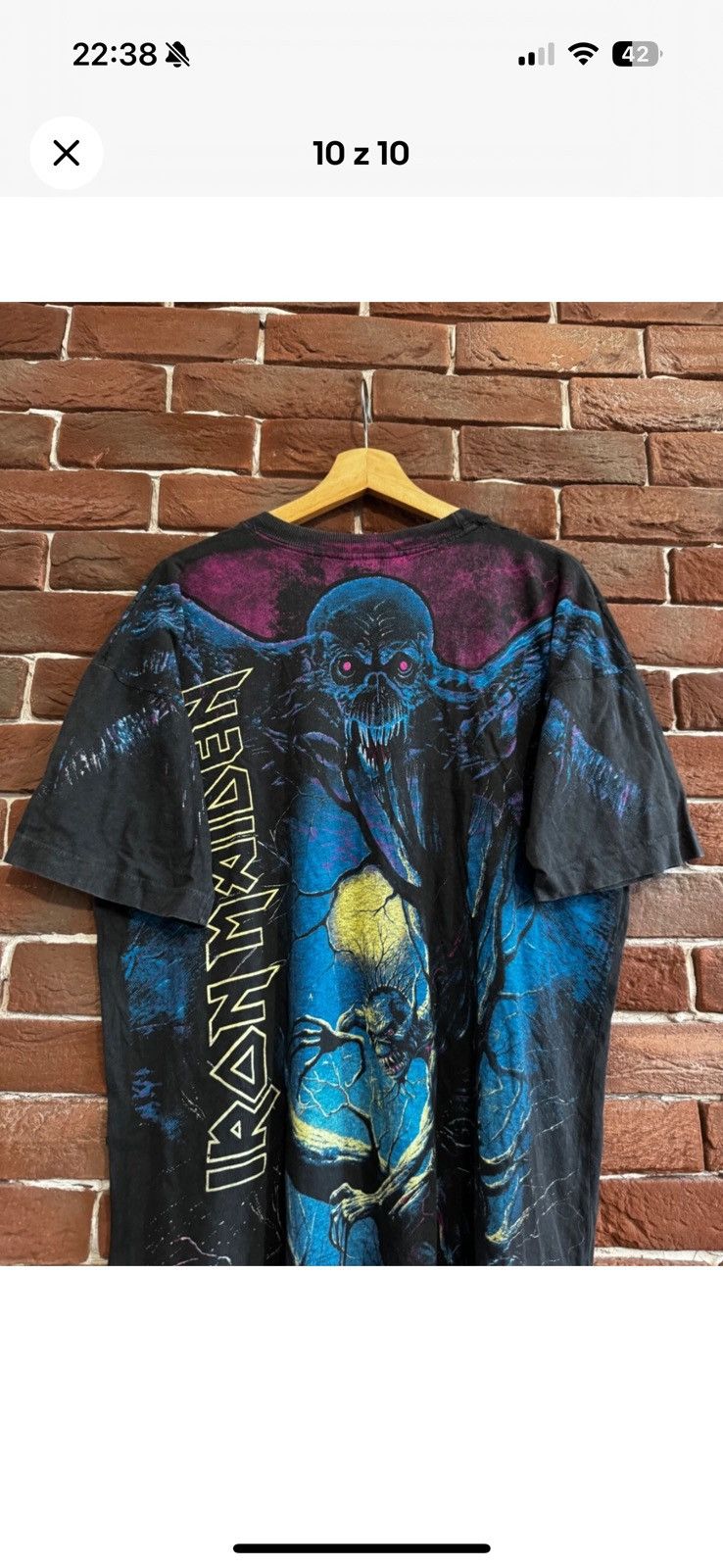 Vintage Vintage 90s Iron Maiden Fear Dark All Over Print Band Tee XL Size US L / EU 52-54 / 3 - 10 Thumbnail
