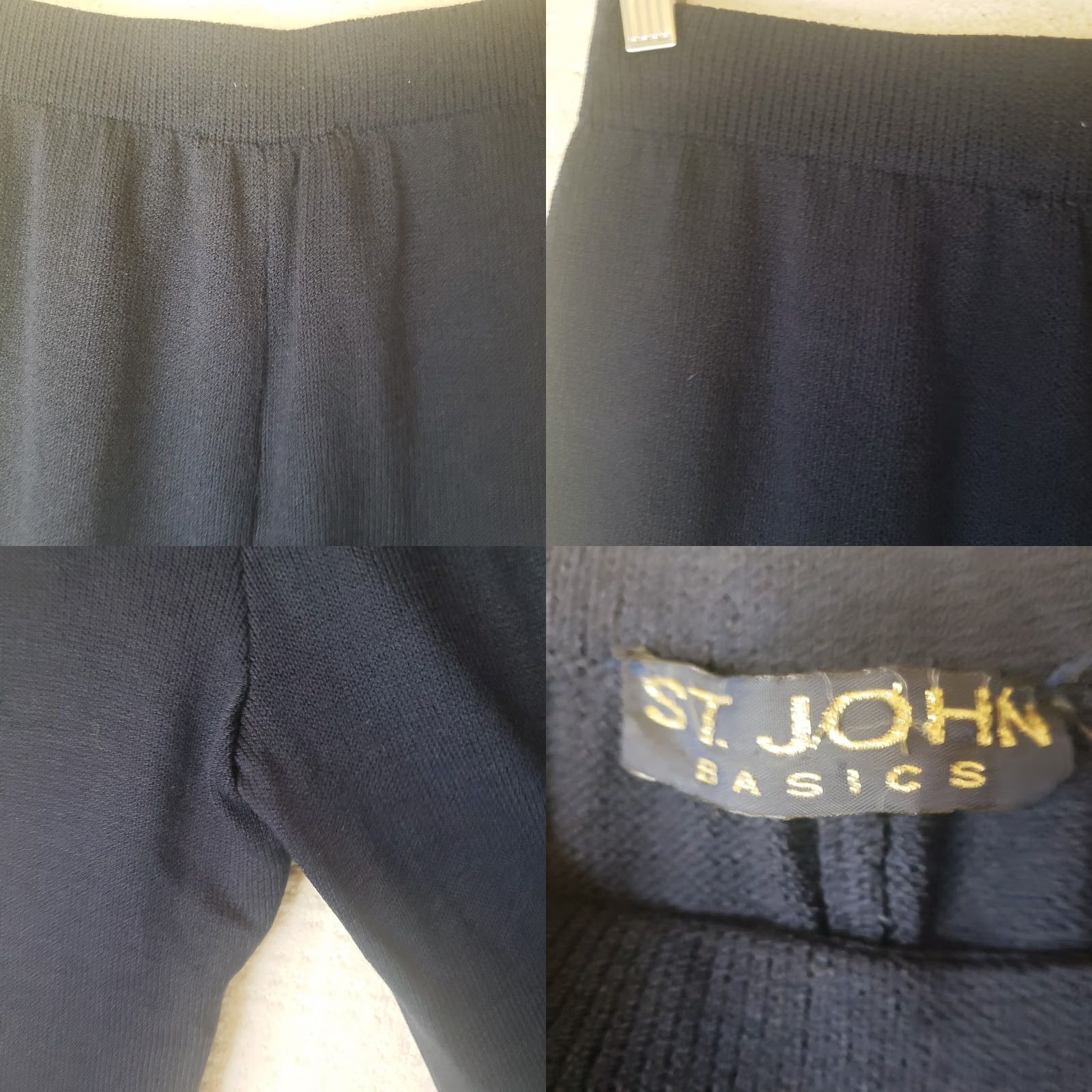 Asics VINTAGE? No. St John Basics Womens Dress Pants Navy Knit Wool Wide-Leg Pleated Front Pockets Pull On Size 8 SS? Size M / US 6-8 / IT 42-44 - 9 Thumbnail