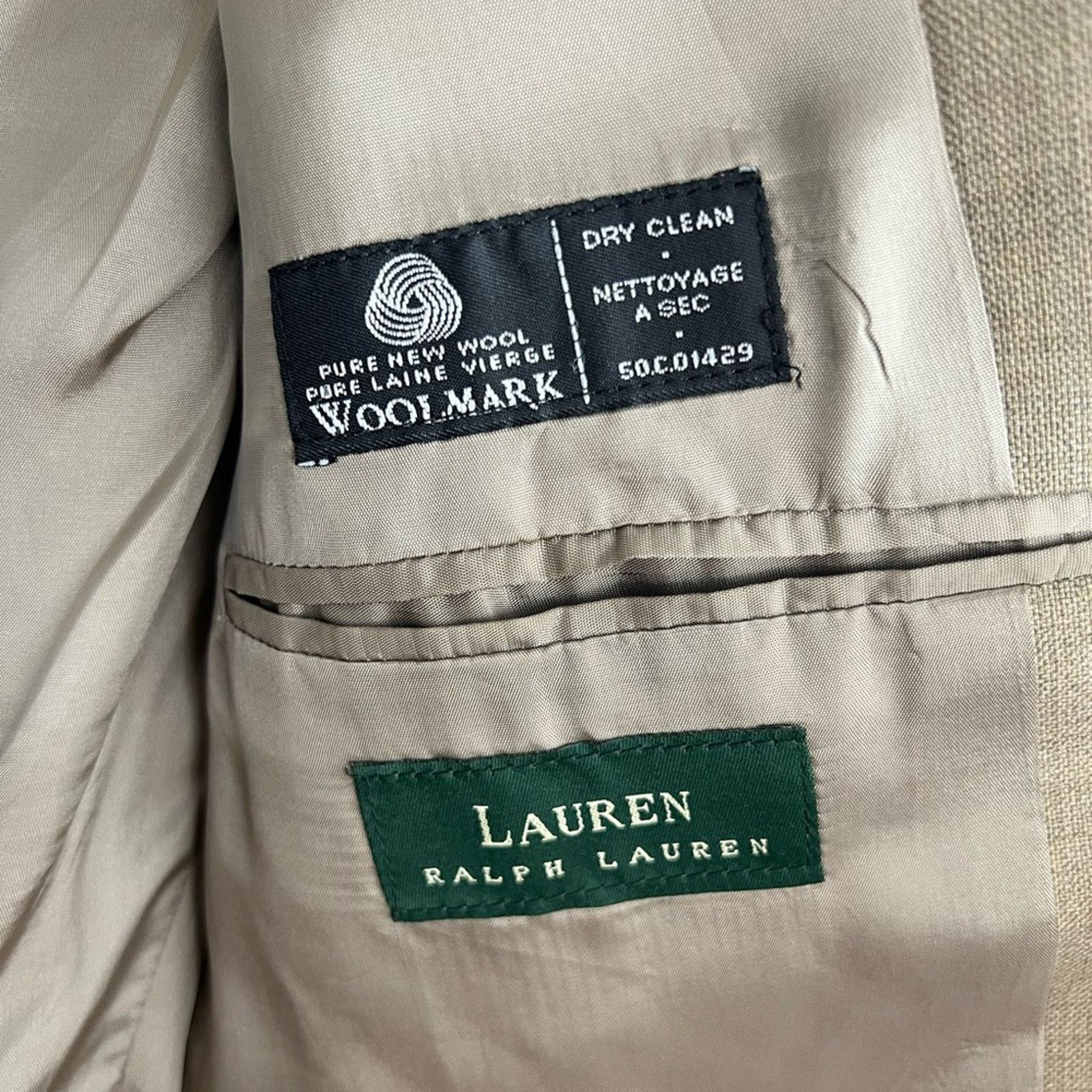 Lauren Ralph Lauren VTG Lauren Ralph Lauren Mens 46L Tan Wool Blazer Union Made Size 46L - 5 Thumbnail