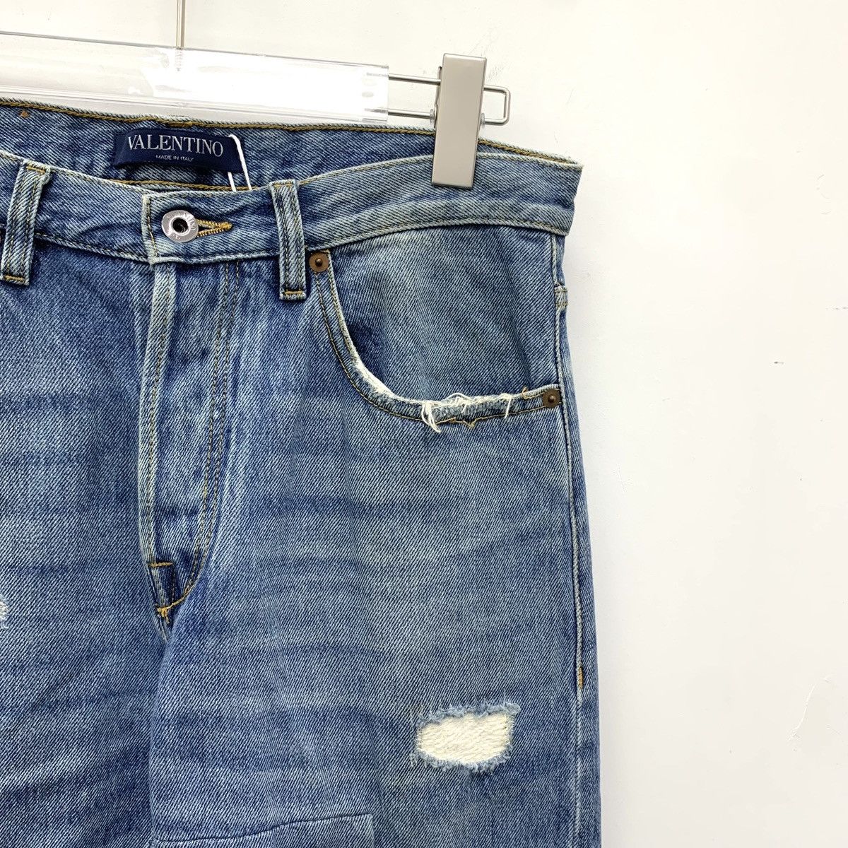 Valentino Valentino Spliced Fabric Distressed Casual Denim Pants K26WX Size 28" / US 6 / IT 42 - 3 Thumbnail