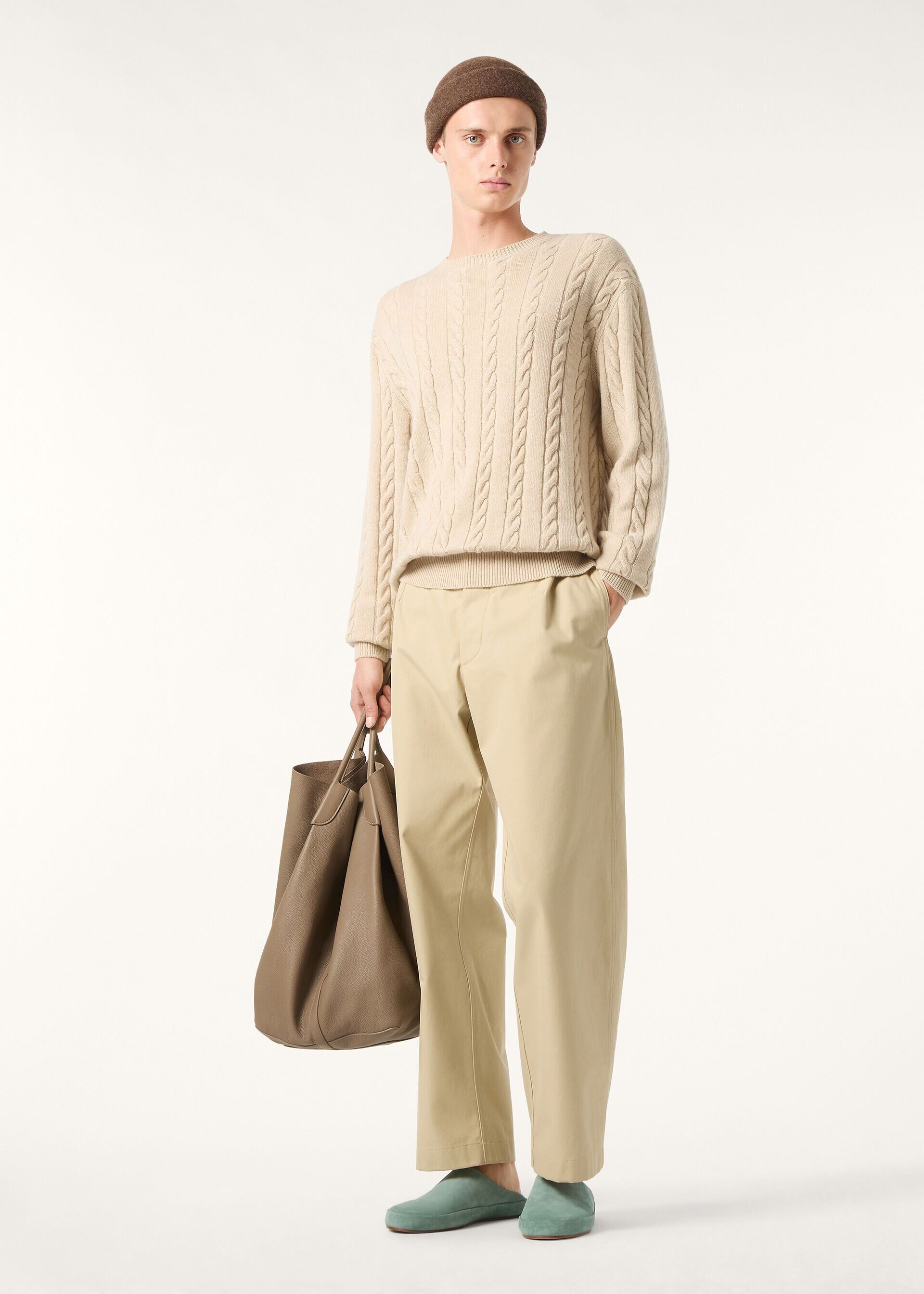 Loro Piana os11x0226 FAQ4517 Cedar Crewneck Sweater in Natural Melange Size US L / EU 52-54 / 3 - 2 Thumbnail