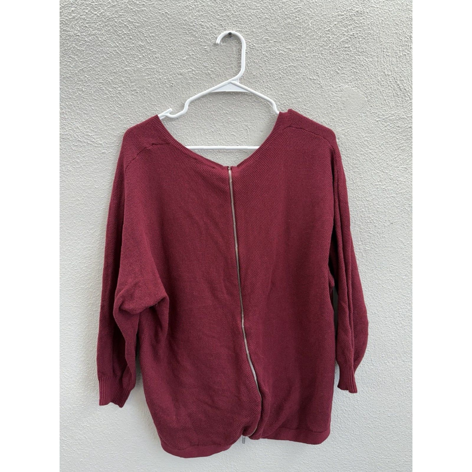 Express Express Womens Sweater Long Sleeve Zip Up Back V-Neck Red L Size L / US 10 / IT 46 - 6 Thumbnail