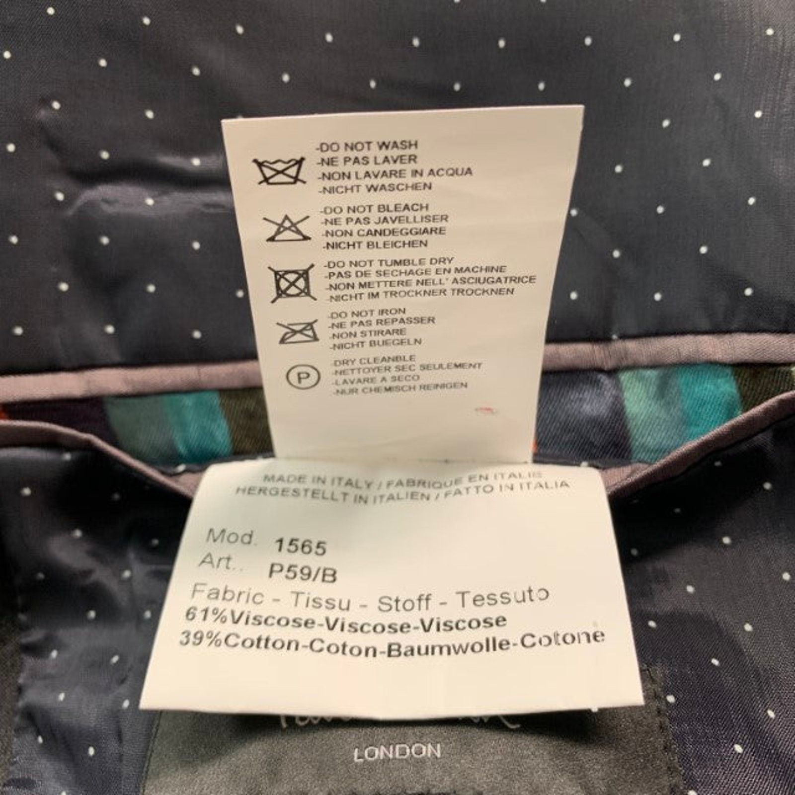 Paul Smith PAUL SMITH Black Stripe Viscose Cotton Peak Lapel Sport Coat Size 44R - 6 Thumbnail