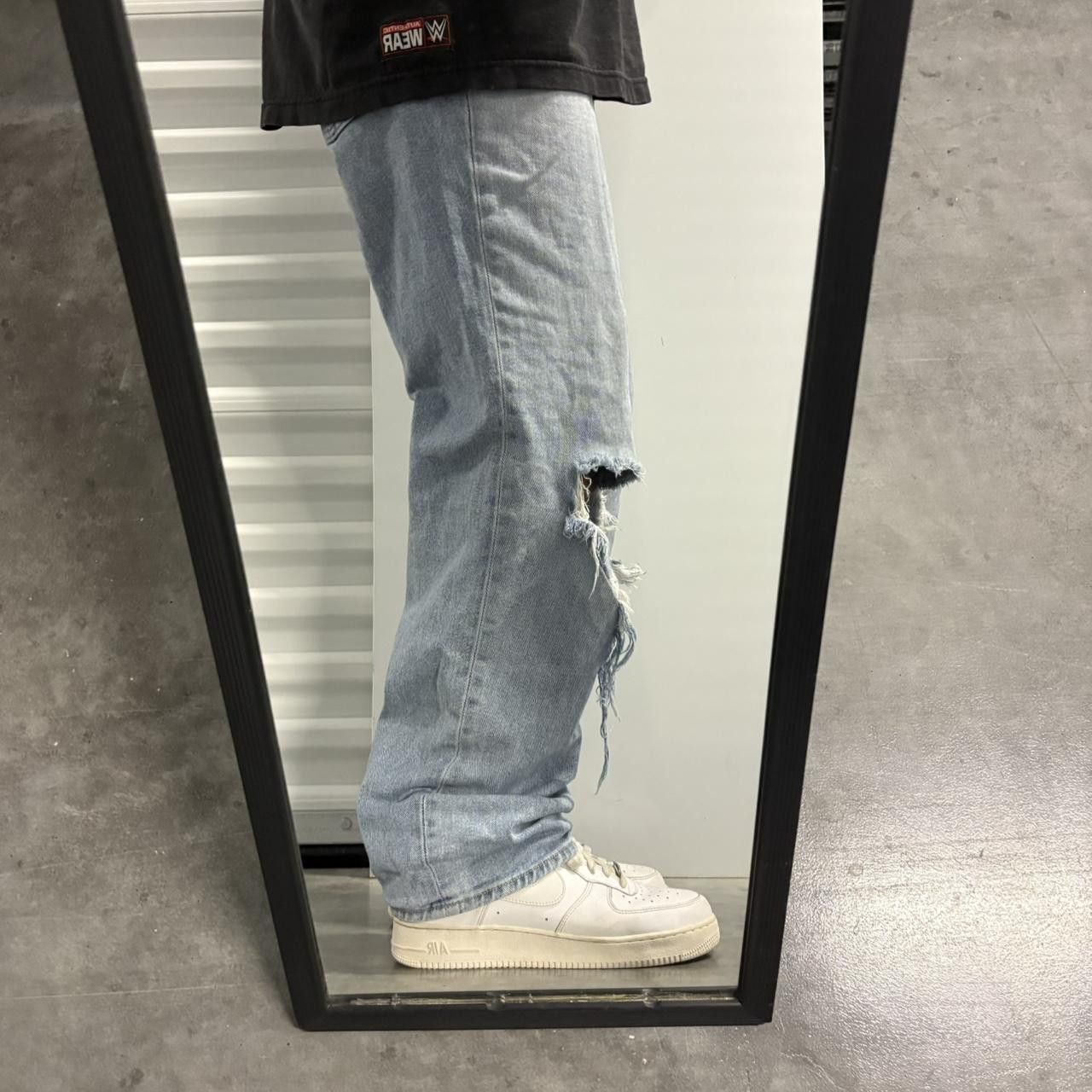 Old Navy Crazy Vintage Y2K/2000s Baggy Old Navy Ripped Loose Skater Light Blue Wash Denim Jeans! Size US 32 / EU 48 - 2 Thumbnail