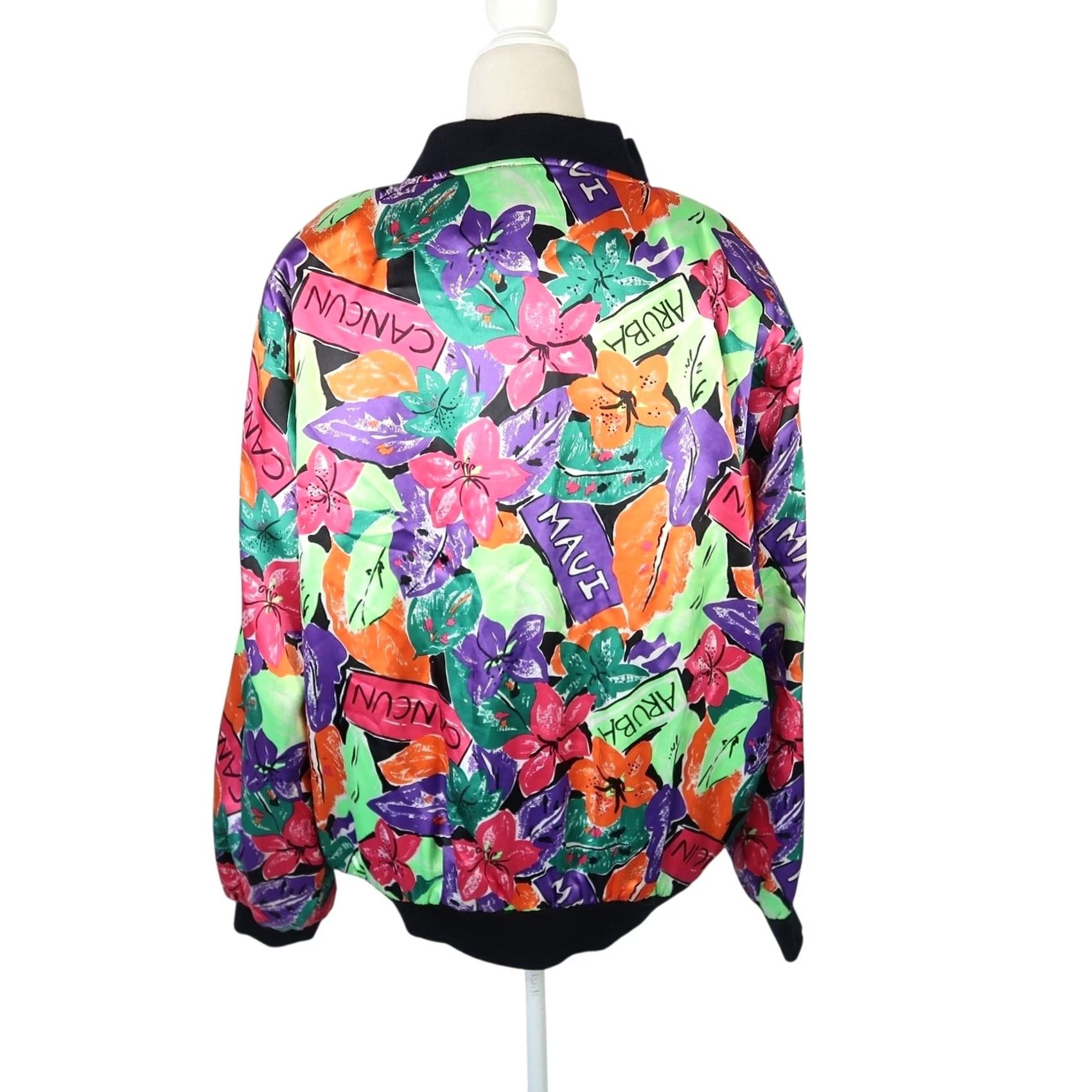 Vintage VINTAGE Stefano Tropical Floral Island Print Satin Bomber Jacket M Womens Size M / US 6-8 / IT 42-44 - 4 Thumbnail