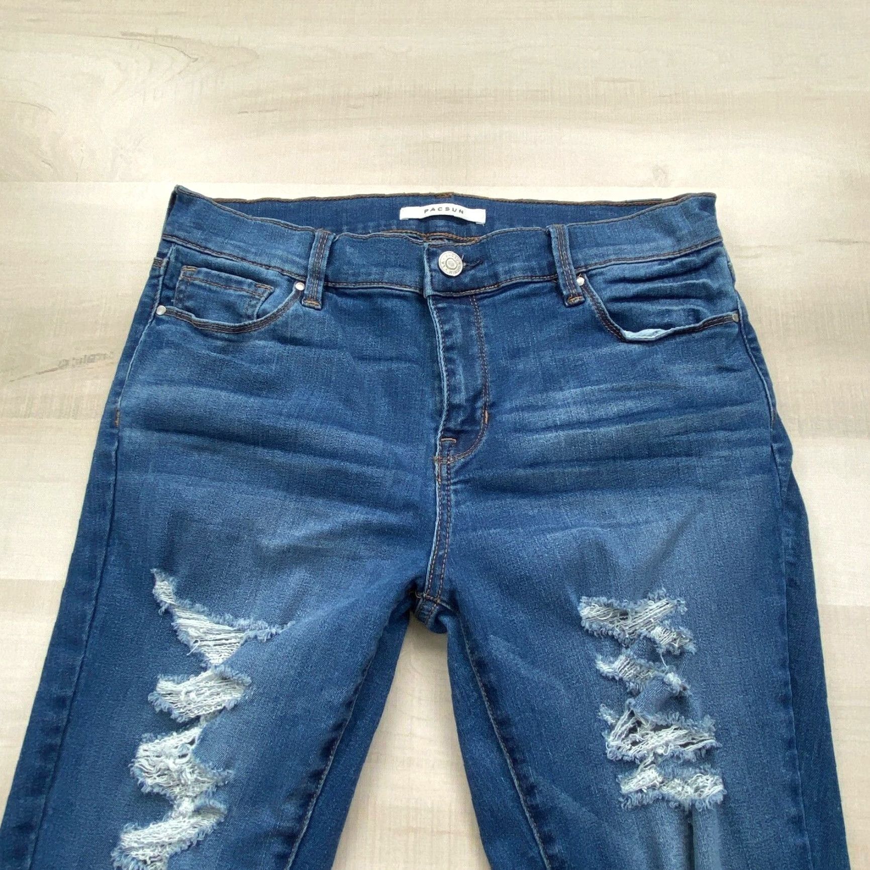 Pacsun PacSun Womens Mid Rise Distressed Skinny Jeans Blue 27 Size 27" / US 4 / IT 40 - 2 Thumbnail